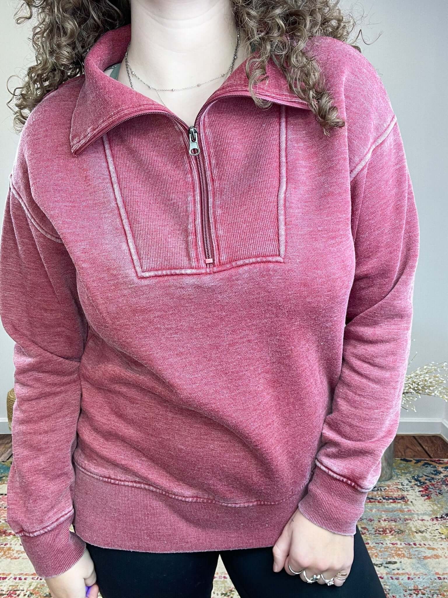Quarter Zip Sweatshirt Pullover - Lavender Hills BeautyJadyK