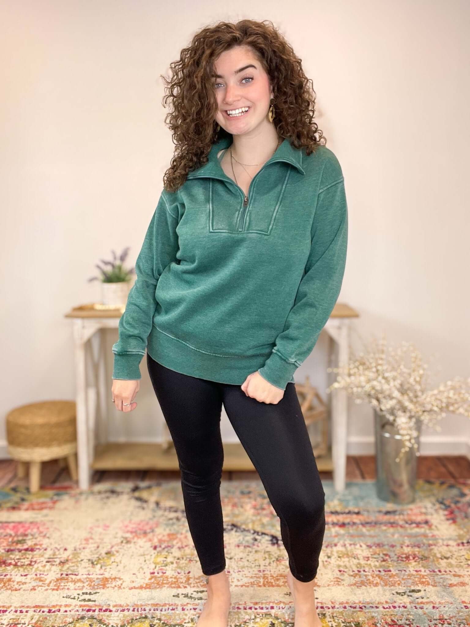 Quarter Zip Sweatshirt Pullover - Lavender Hills BeautyJadyK