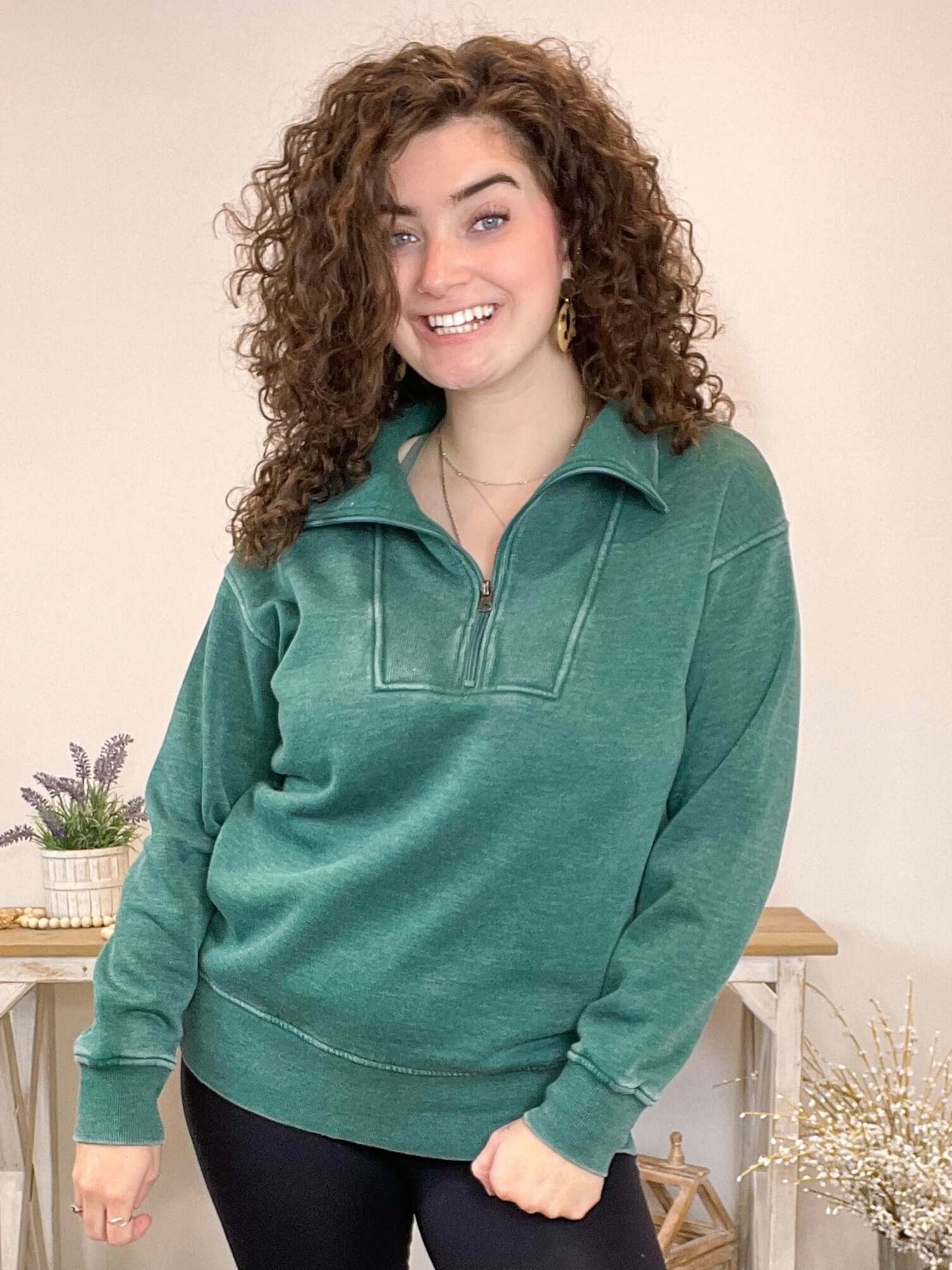 Quarter Zip Sweatshirt Pullover - Lavender Hills BeautyJadyK