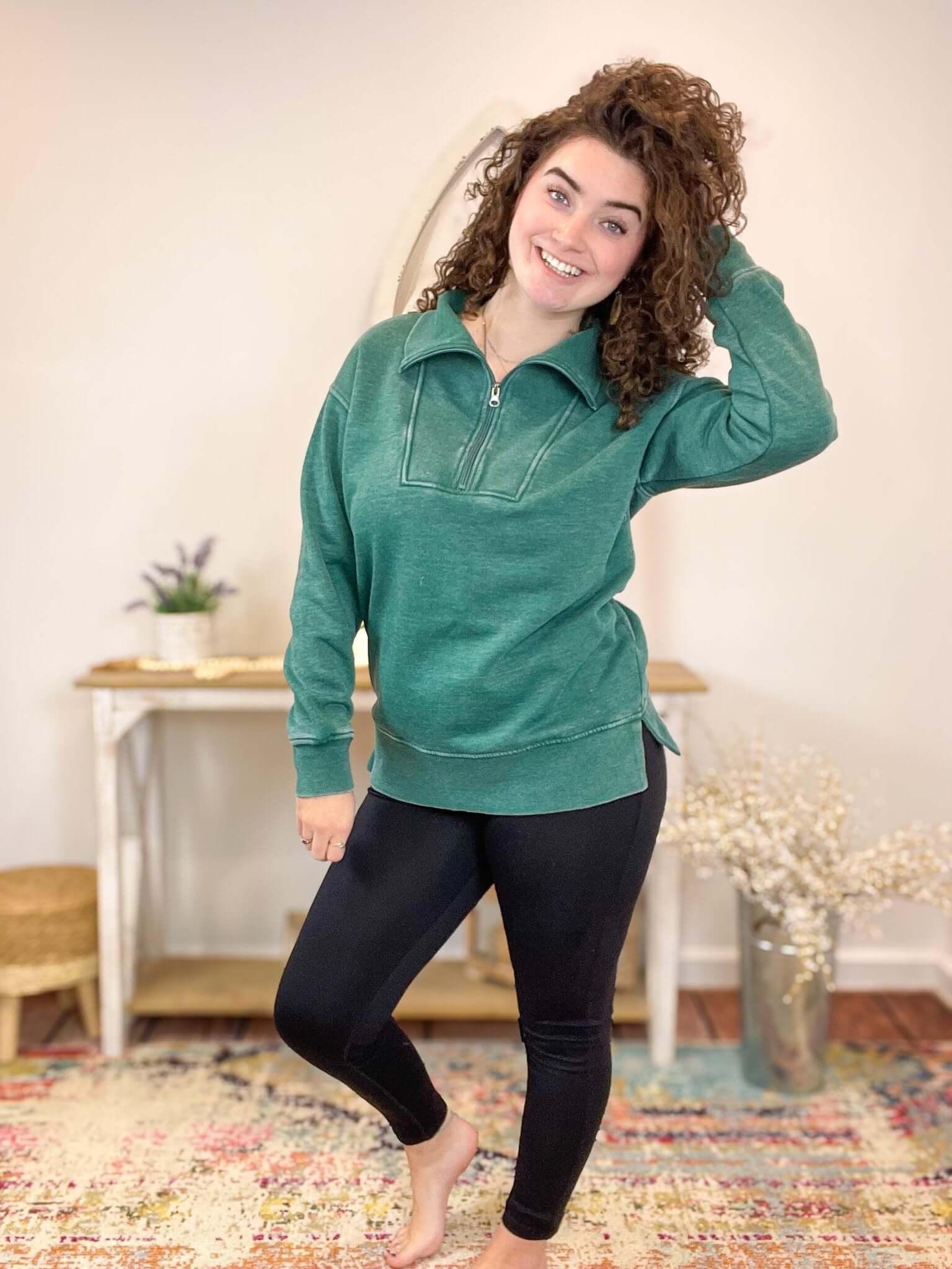 Quarter Zip Sweatshirt Pullover - Lavender Hills BeautyJadyK