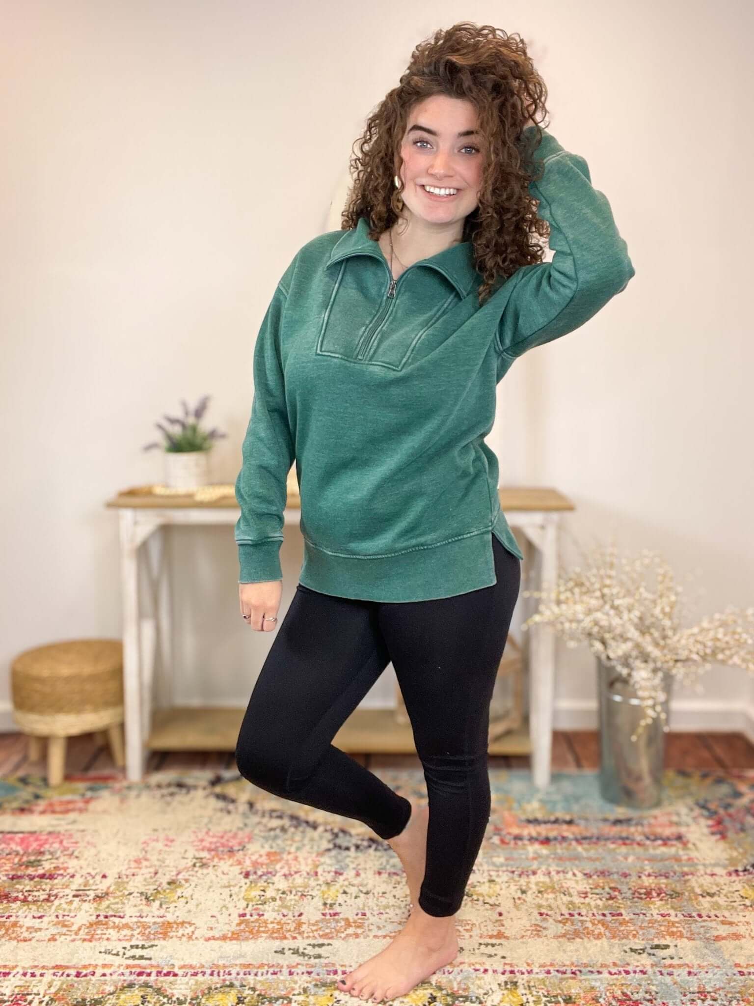 Quarter Zip Sweatshirt Pullover - Lavender Hills BeautyJadyK