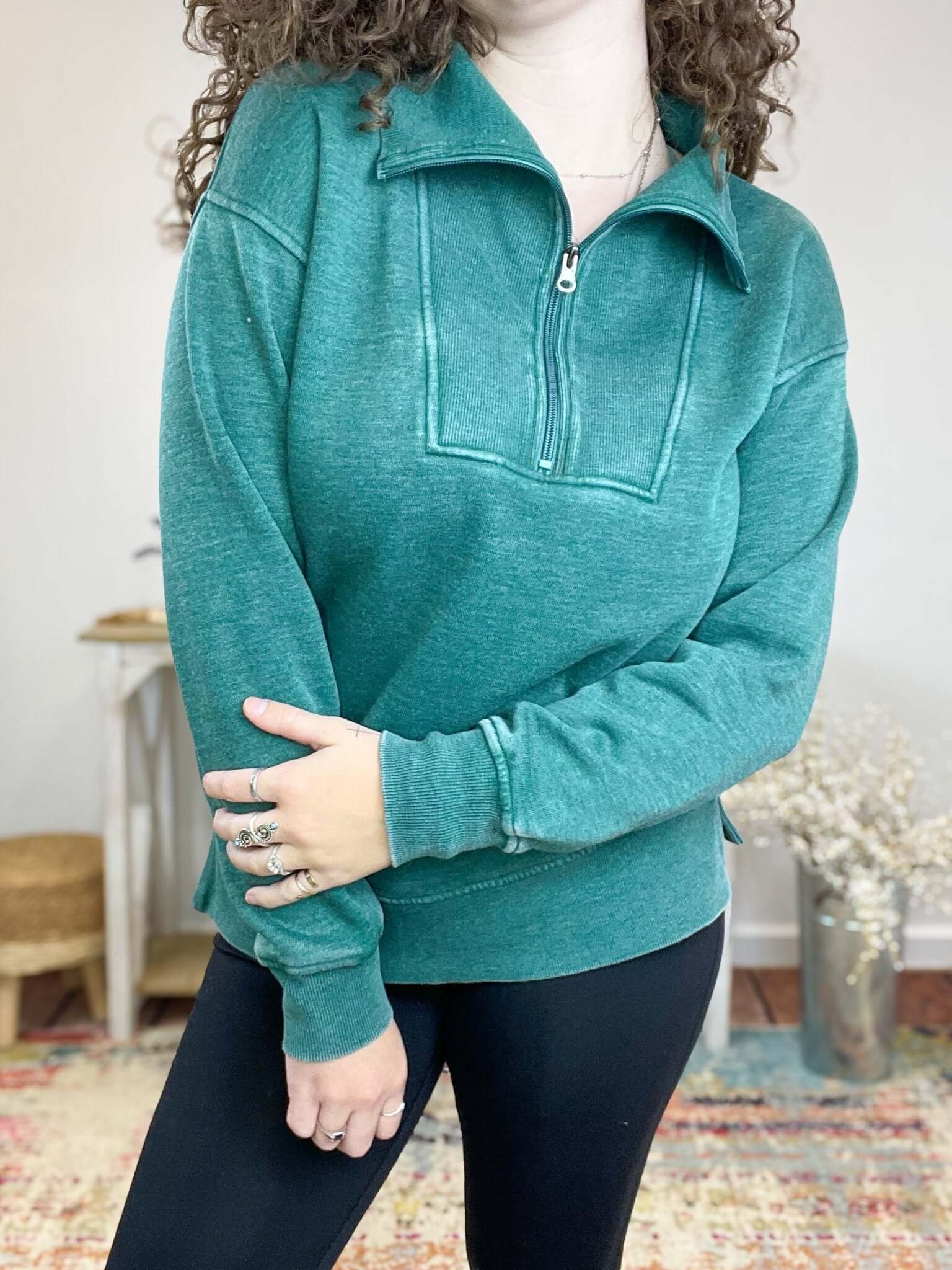 Quarter Zip Sweatshirt Pullover - Lavender Hills BeautyJadyK