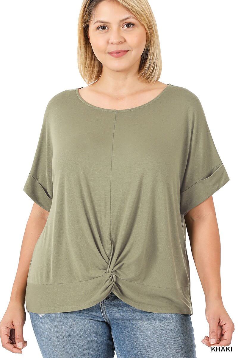 Crepe Knot Front Top - Lavender Hills BeautyZenanaRT - 3185X - KHA - S