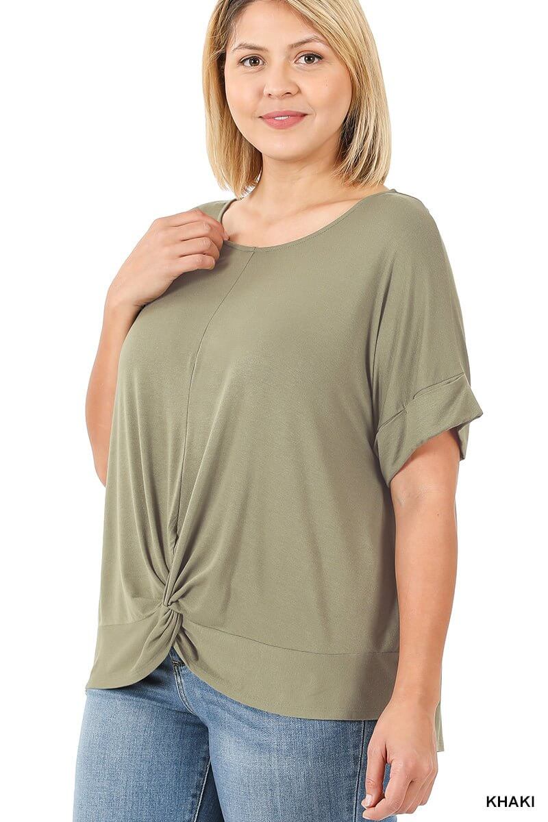 Crepe Knot Front Top - Lavender Hills BeautyZenanaRT - 3185X - KHA - S