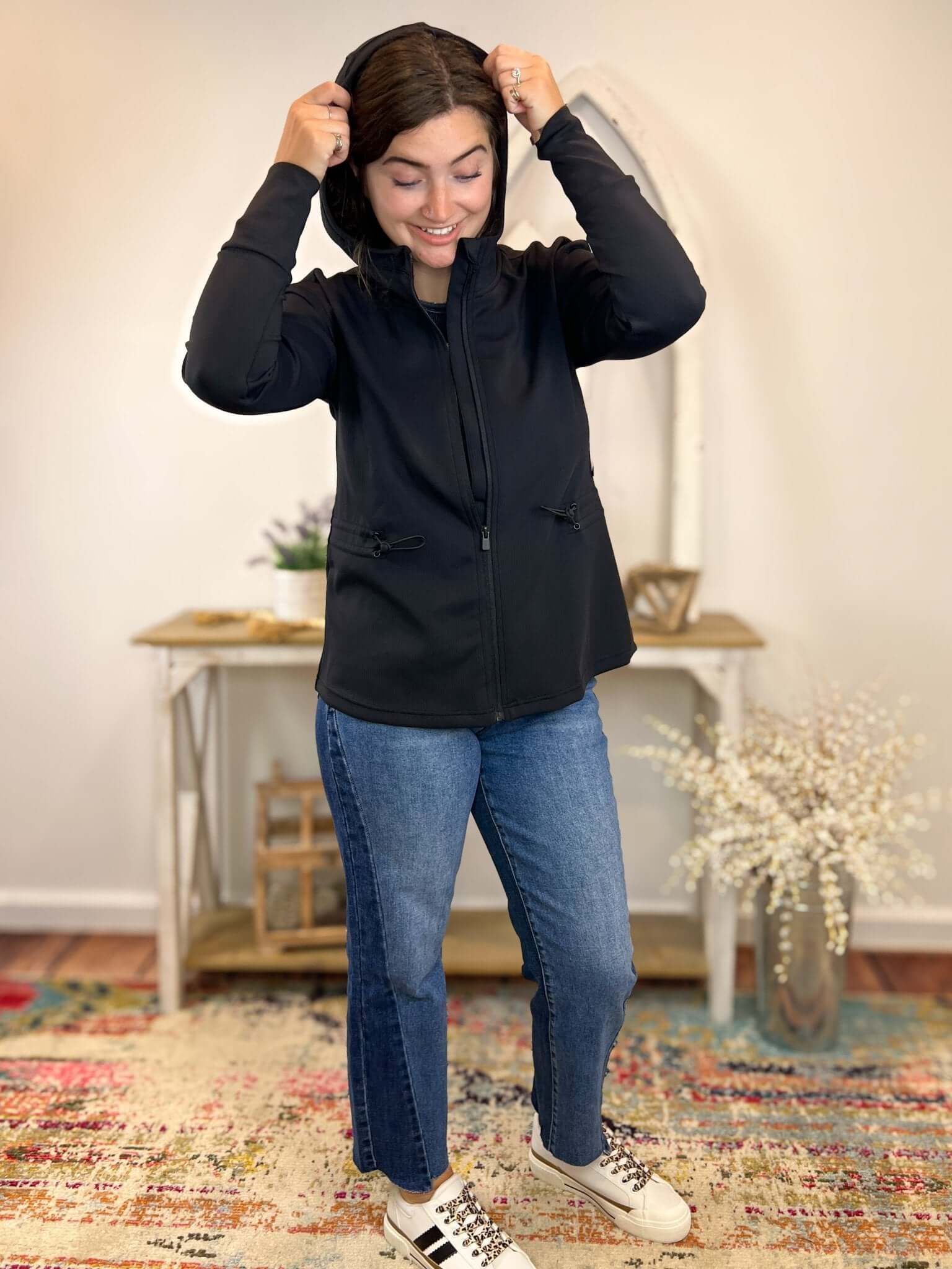 Ribbed Stretch Jacquard Hooded Jacket with Thumb holes - Lavender Hills BeautyMono BKJ - BR0623 - S