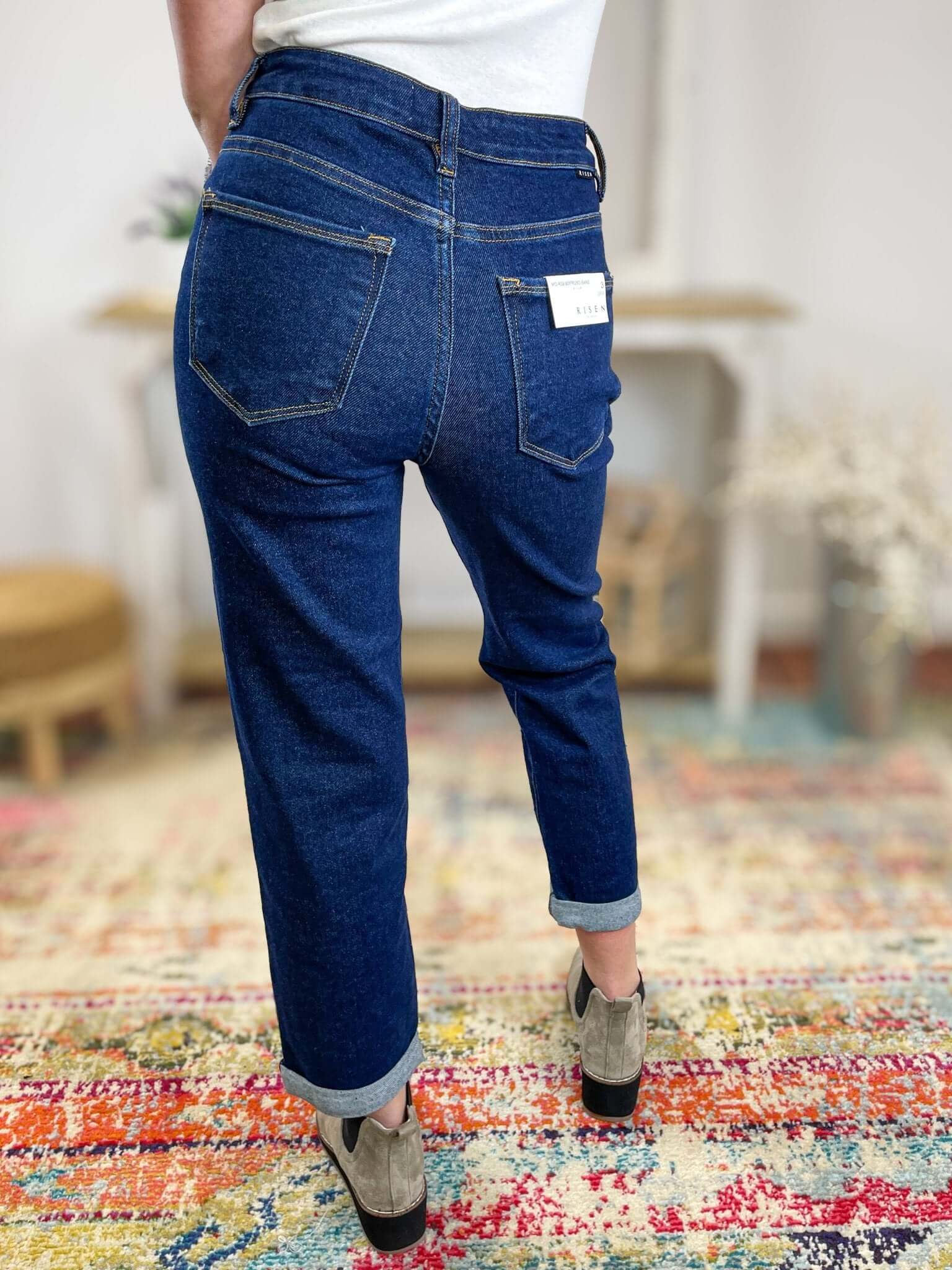 Risen Jeans Mid - Rise Boyfriend Crop Jeans - Lavender Hills BeautyRisen JeansRDP5279 - DRK - 3