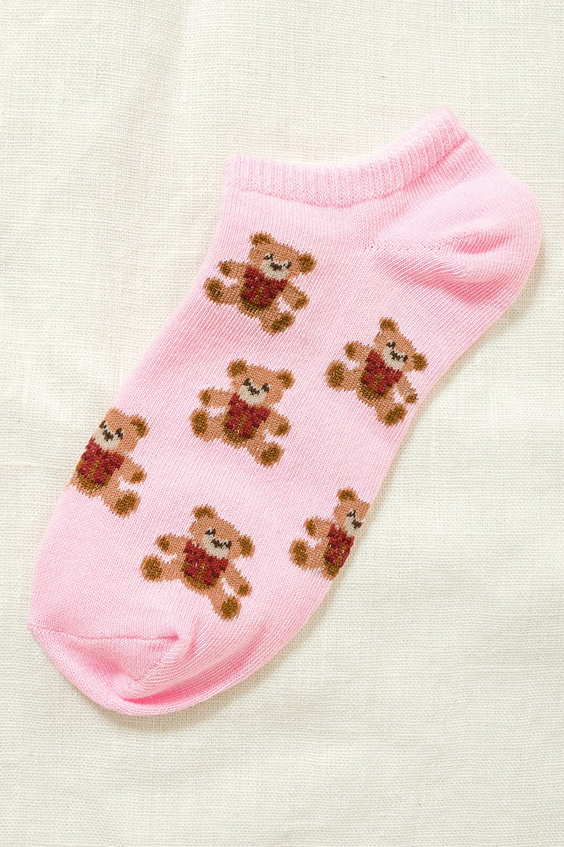 Bear Print Ankle Socks - Lavender Hills BeautyZenanaSO-825-PNK
