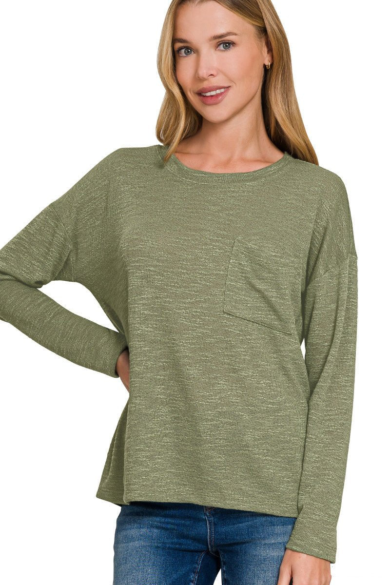 Sagebrush Long Sleeve Top Shirt - Olive - Lavender Hills BeautyZenanaHT-2496Y-LTOLV-S