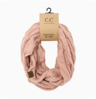 C.C Beanie Solid Cable Knit Infinity Scarf - Indie Pink - Lavender Hills BeautyC.C Beanie