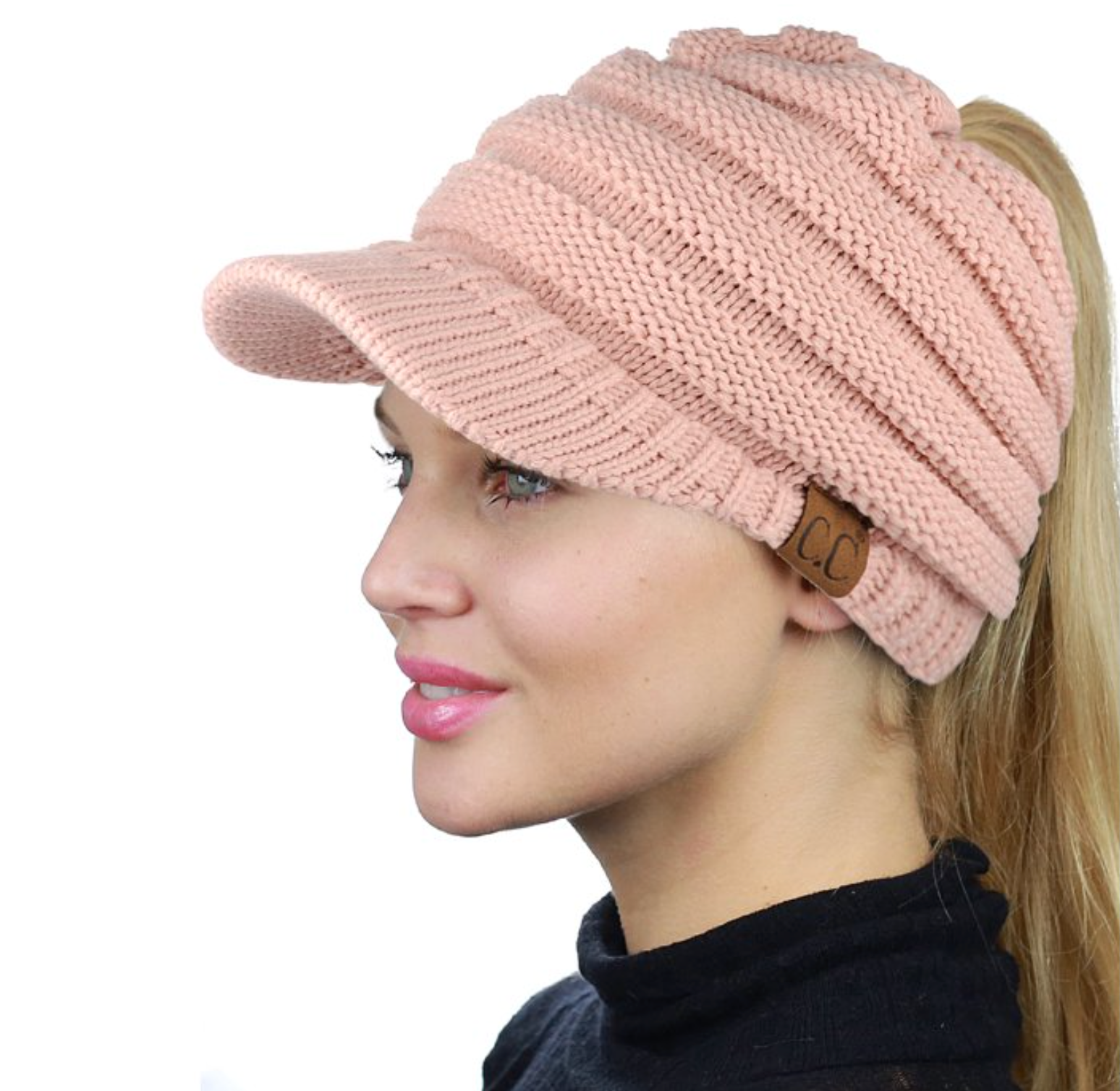 C.C Beanie Knit Beanie Tail Cap - Indie Pink
