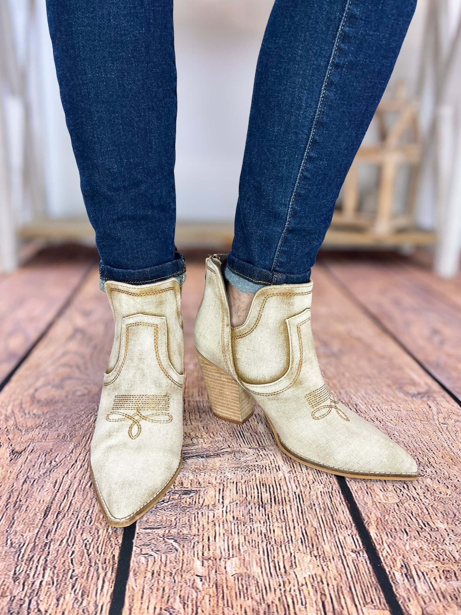 Corky's Footwear Smoke Show Boot - Washed Beige Denim - Lavender Hills BeautyCorkys Footwear