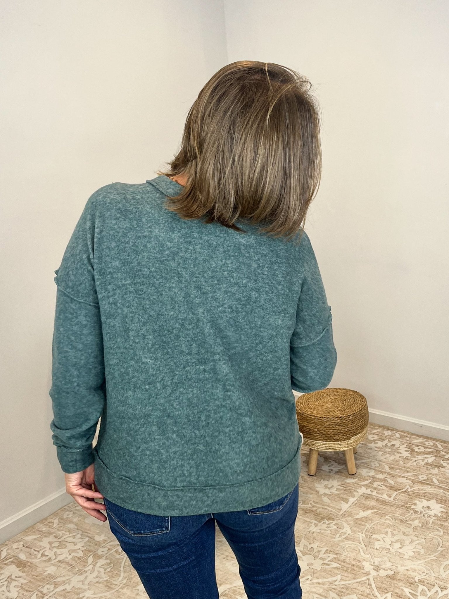 Soft Drop Shoulder Long Sleeve Sweater - Ash Jade - Lavender Hills BeautyZenanaHT - 2472Y - ASHJDE - S