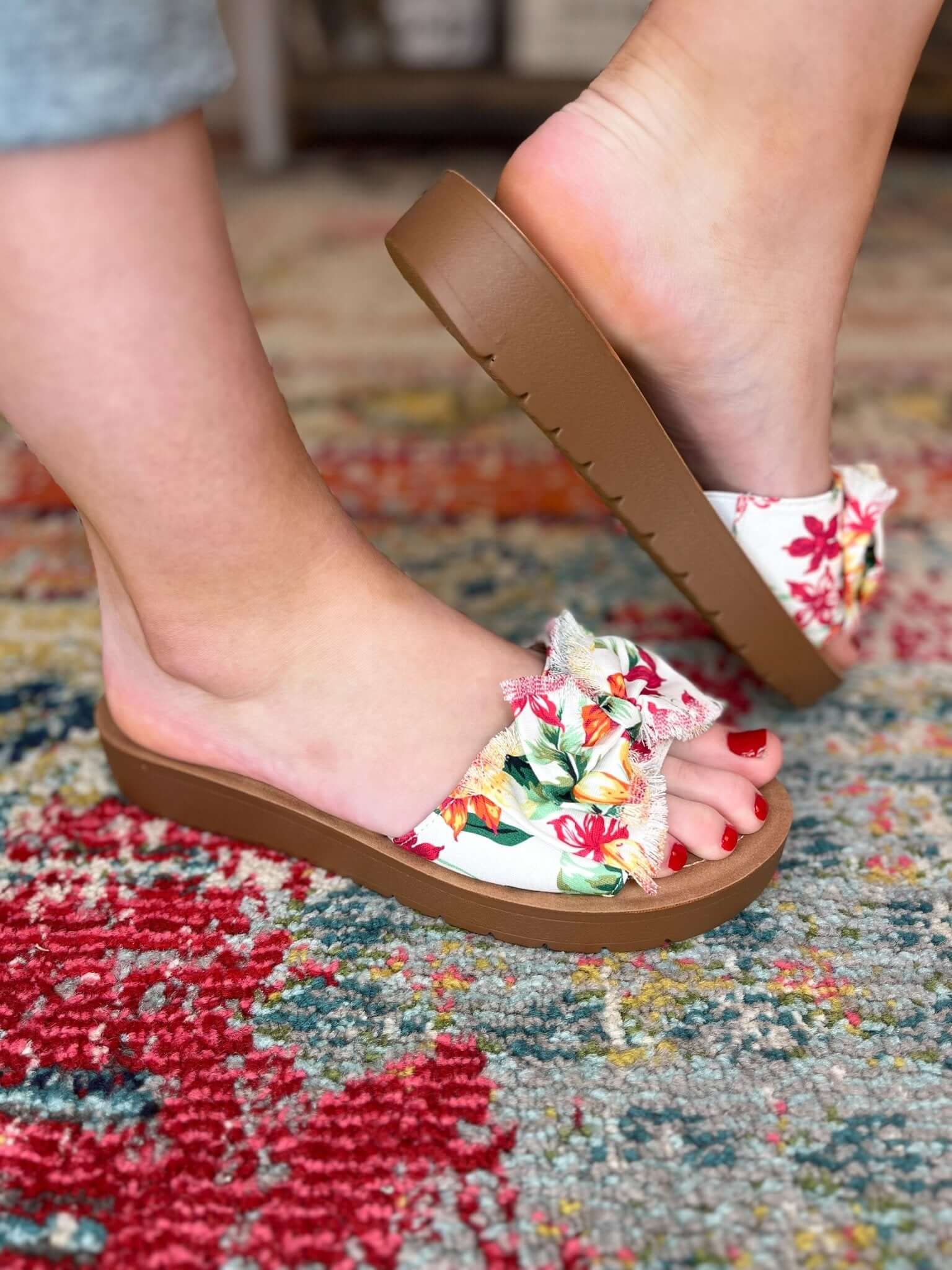 Corky's Footwear Spray Tan Sandal Slide - White Floral - Lavender Hills BeautyCorkys Footwear41 - 0412 - WHFL - 6