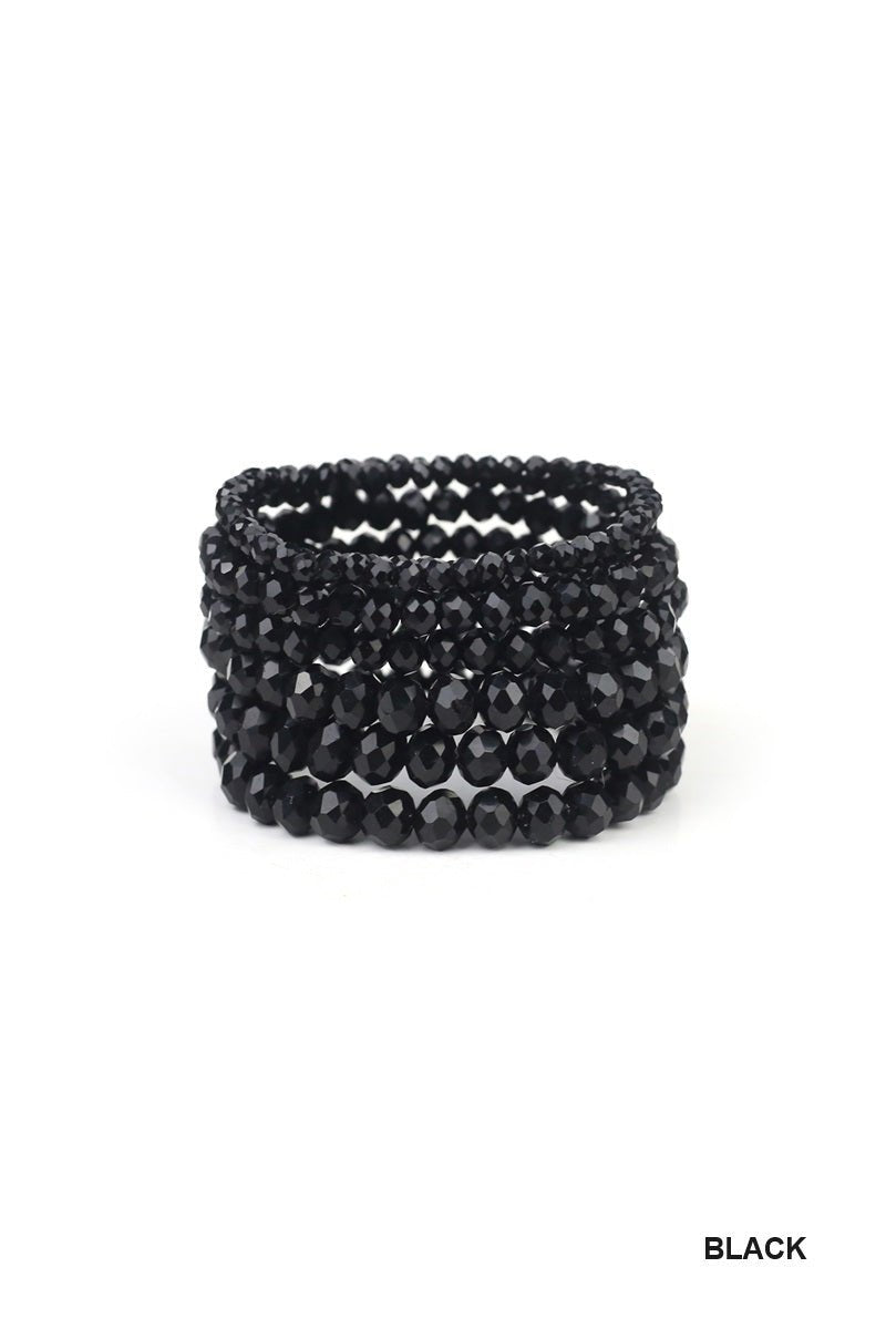 Stackable Beaded Bracelets - 7 pieces - Lavender Hills BeautyZenanaU-600-BLK