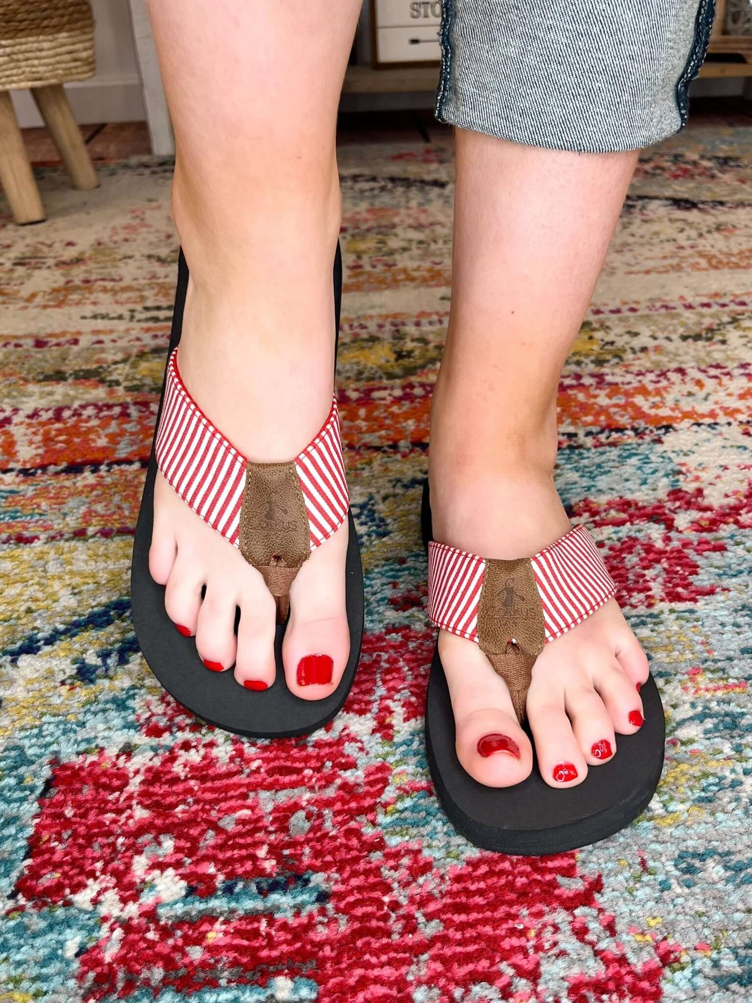 Corky's Footwear Summer Break Flip Flops - Red White Stripe - Lavender Hills BeautyCorkys Footwear41 - 0347 - RWST - 6