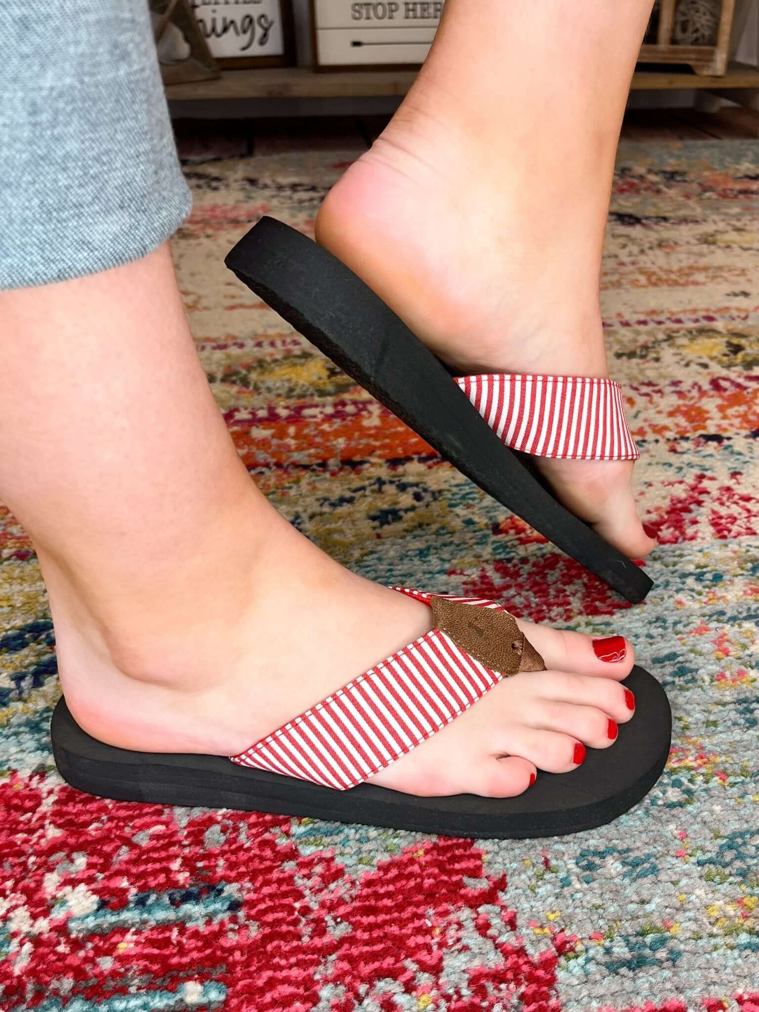Corky's Footwear Summer Break Flip Flops - Red White Stripe - Lavender Hills BeautyCorkys Footwear41 - 0347 - RWST - 6