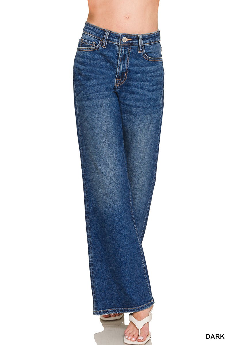 Sunday Blues Mid Rise Wide Leg Jean - Dark Wash - Lavender Hills BeautyZenanaDTP - 9588DD - 25