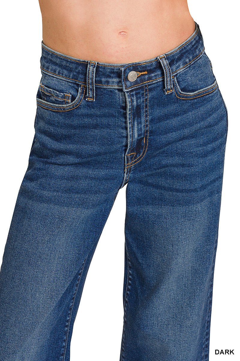 Sunday Blues Mid Rise Wide Leg Jean - Dark Wash - Lavender Hills BeautyZenanaDTP - 9588DD - 25