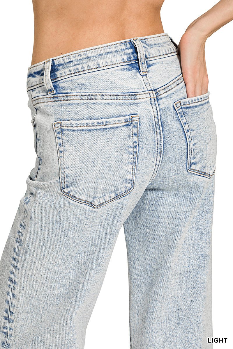 Sunday Blues Mid Rise Wide Leg Jean - Light Wash - Lavender Hills BeautyZenanaDTP - 9588LL - 25