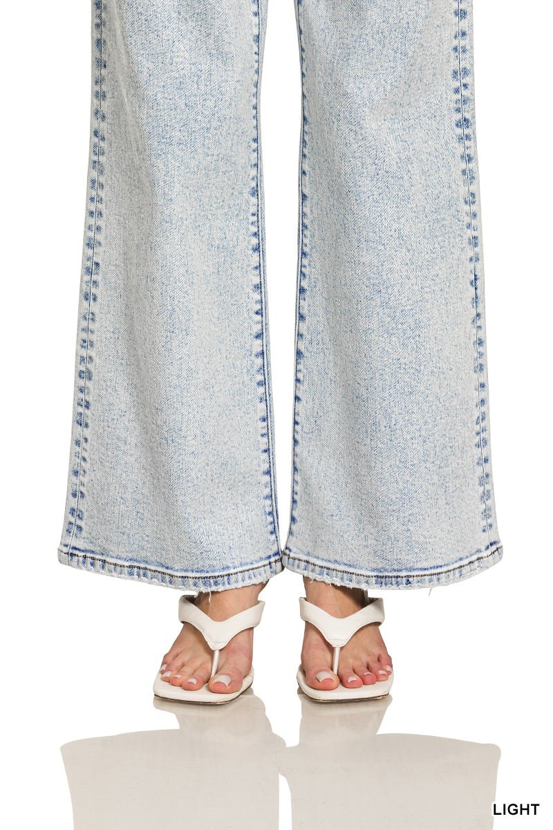 Sunday Blues Mid Rise Wide Leg Jean - Light Wash - Lavender Hills BeautyZenanaDTP - 9588LL - 25