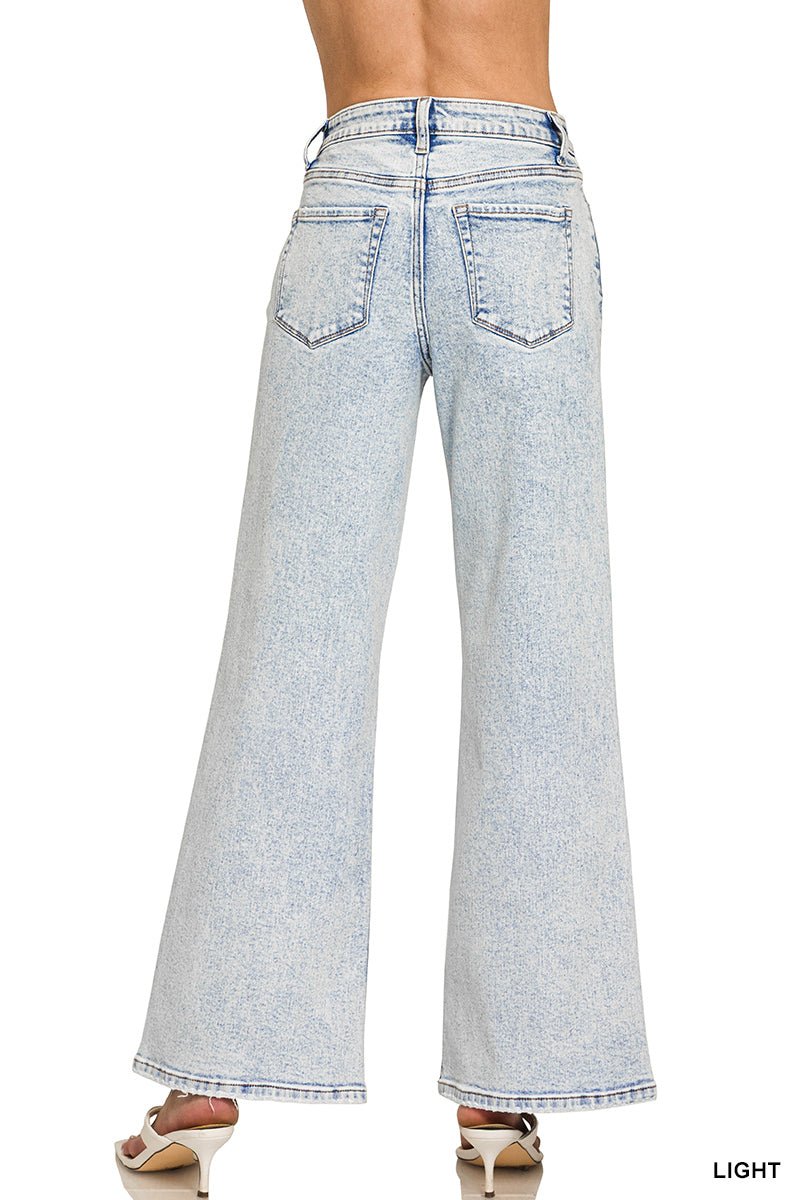 Sunday Blues Mid Rise Wide Leg Jean - Light Wash - Lavender Hills BeautyZenanaDTP - 9588LL - 25