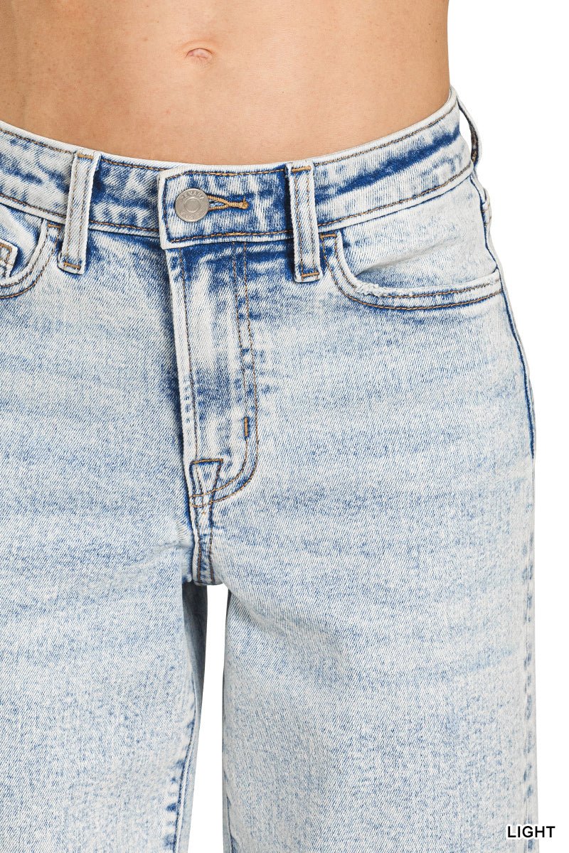 Sunday Blues Mid Rise Wide Leg Jean - Light Wash - Lavender Hills BeautyZenanaDTP - 9588LL - 25
