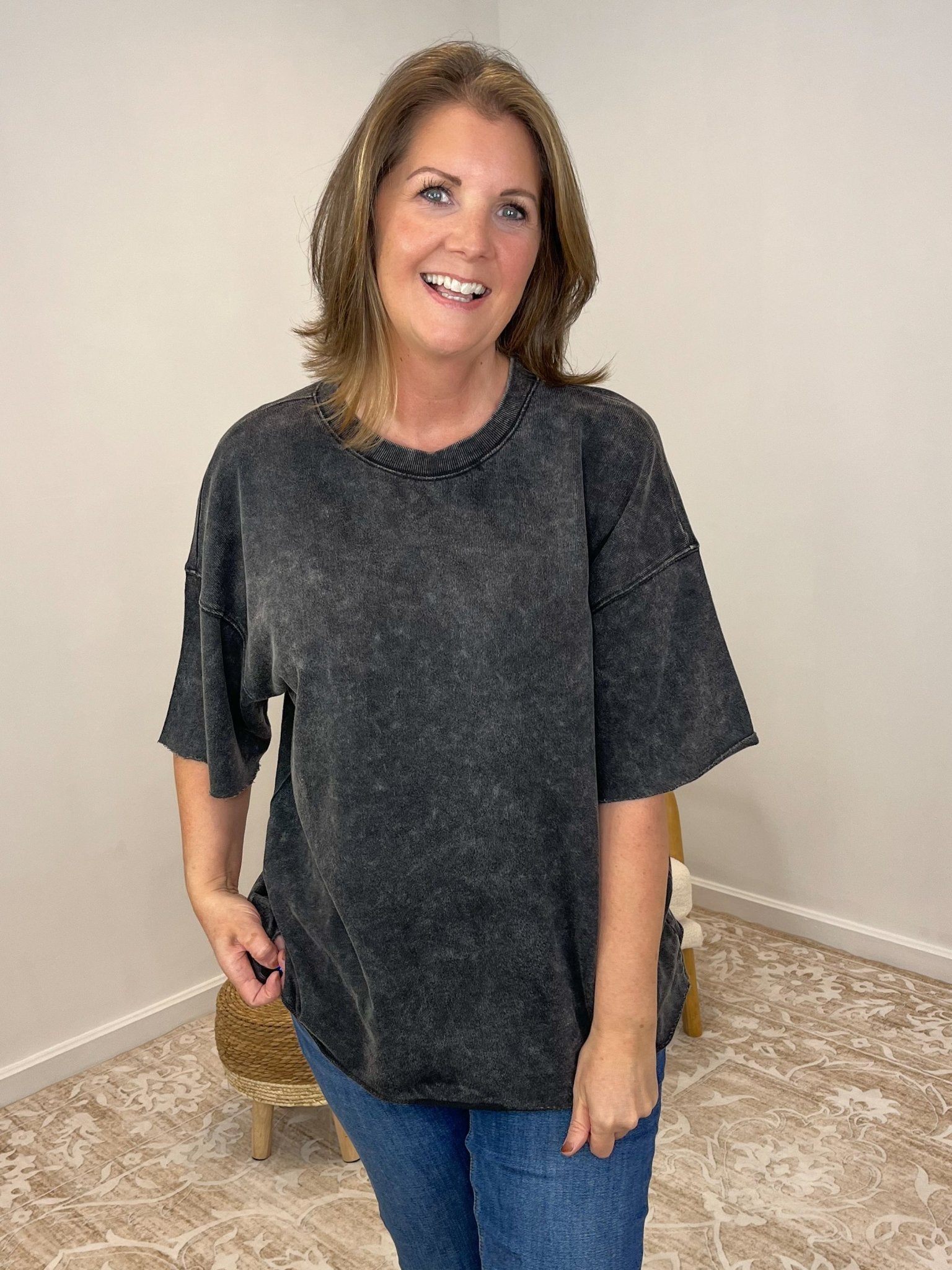 Weekender II Drop Shoulder Extended Sleeve Top - Lavender Hills BeautyZenanaTTW-5255A-APNK-SM