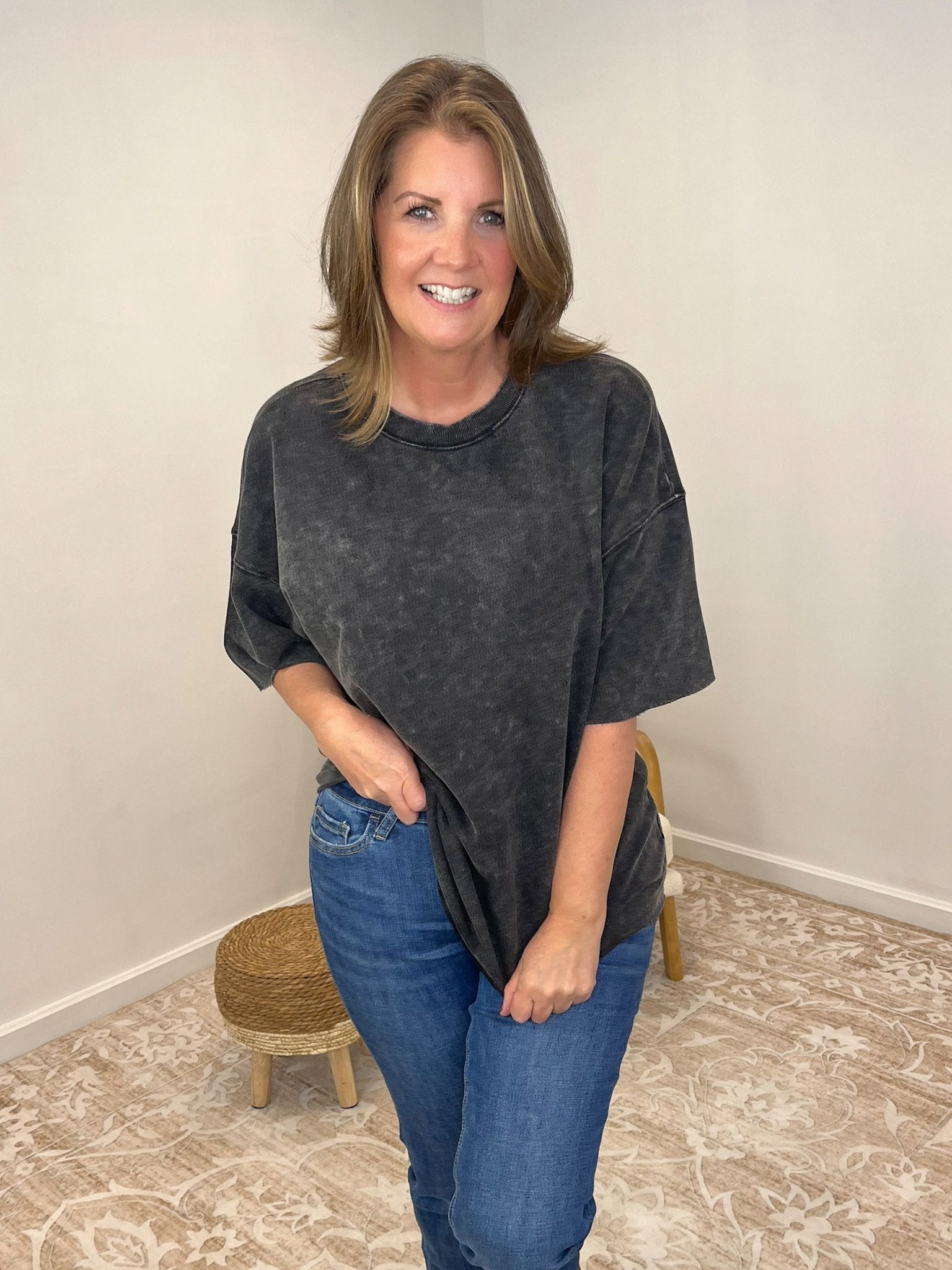 Weekender II Drop Shoulder Extended Sleeve Top - Lavender Hills BeautyZenanaTTW-5255A-APNK-SM