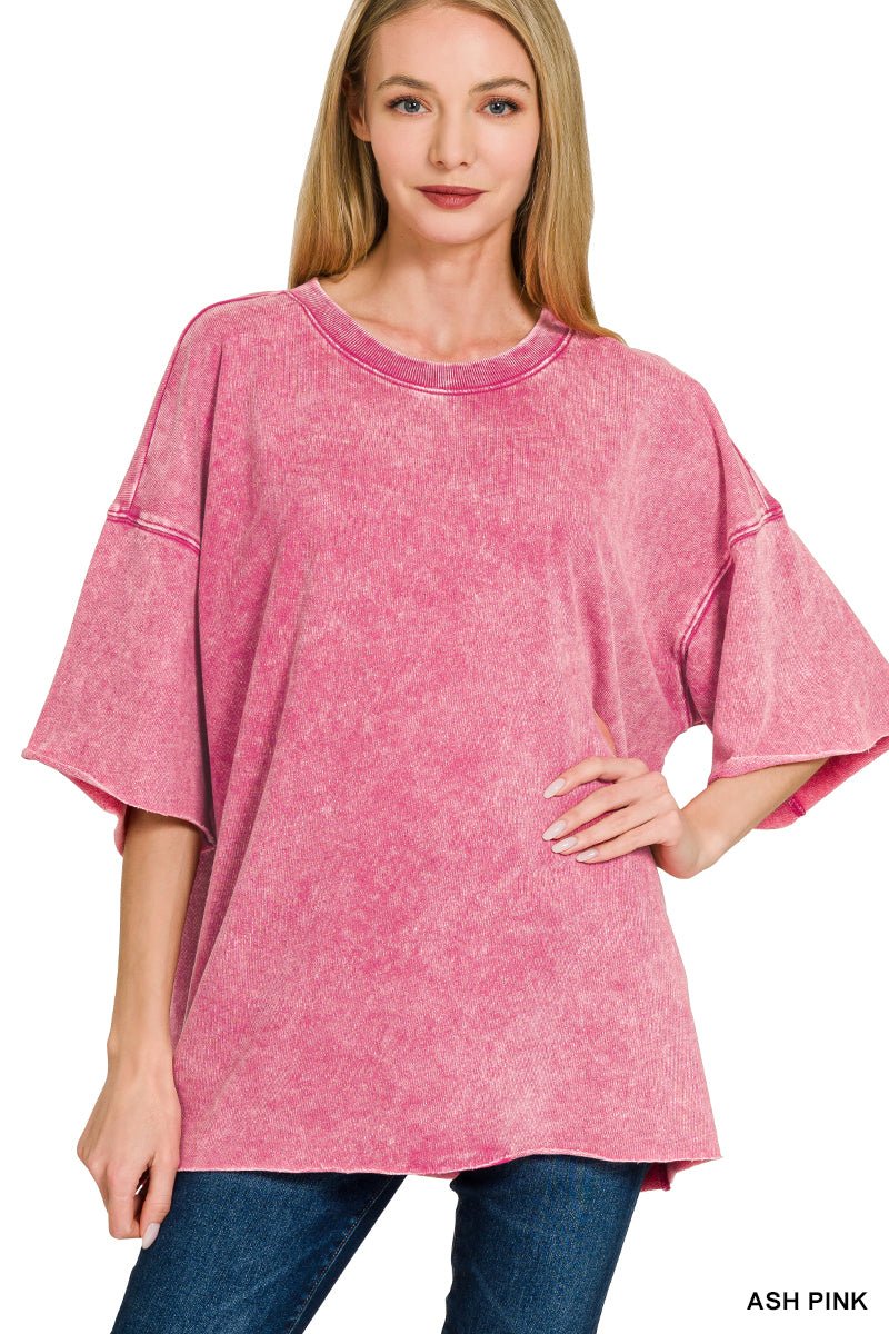 Weekender II Drop Shoulder Extended Sleeve Top - Lavender Hills BeautyZenanaTTW-5255A-APNK-SM