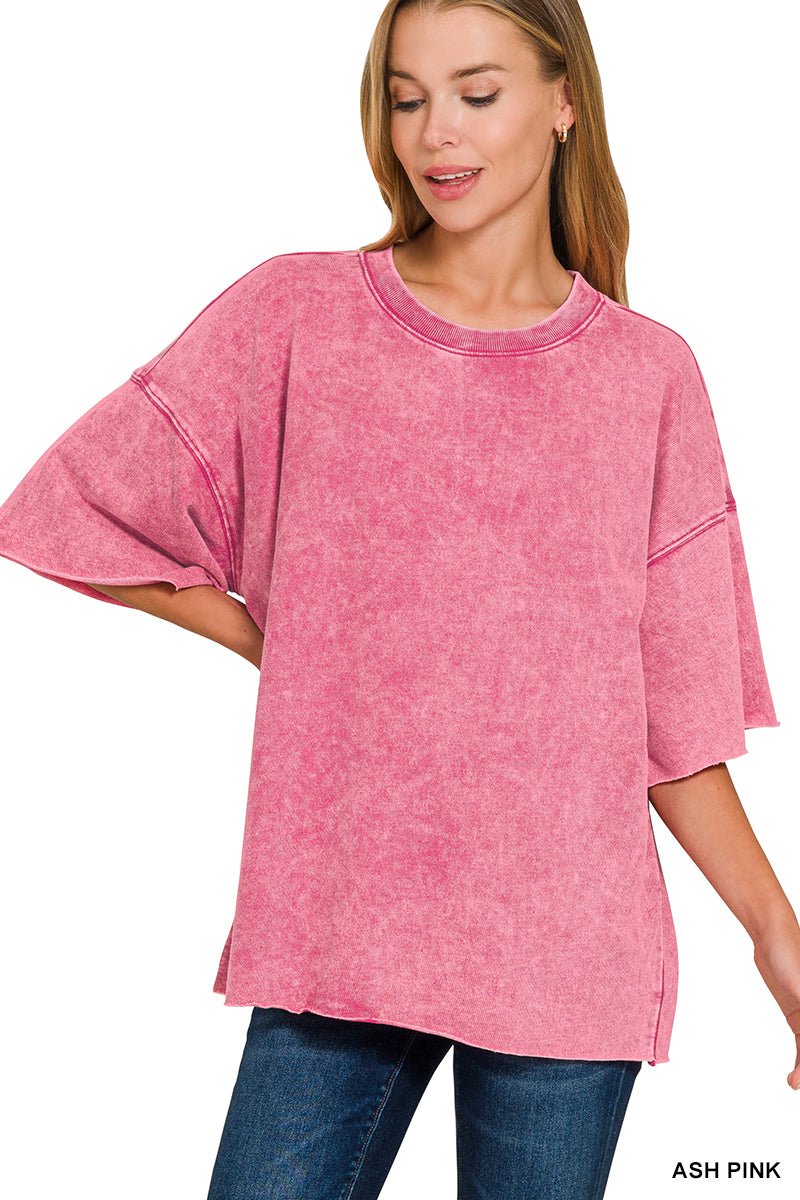 Weekender II Drop Shoulder Extended Sleeve Top - Lavender Hills BeautyZenanaTTW-5255A-APNK-SM