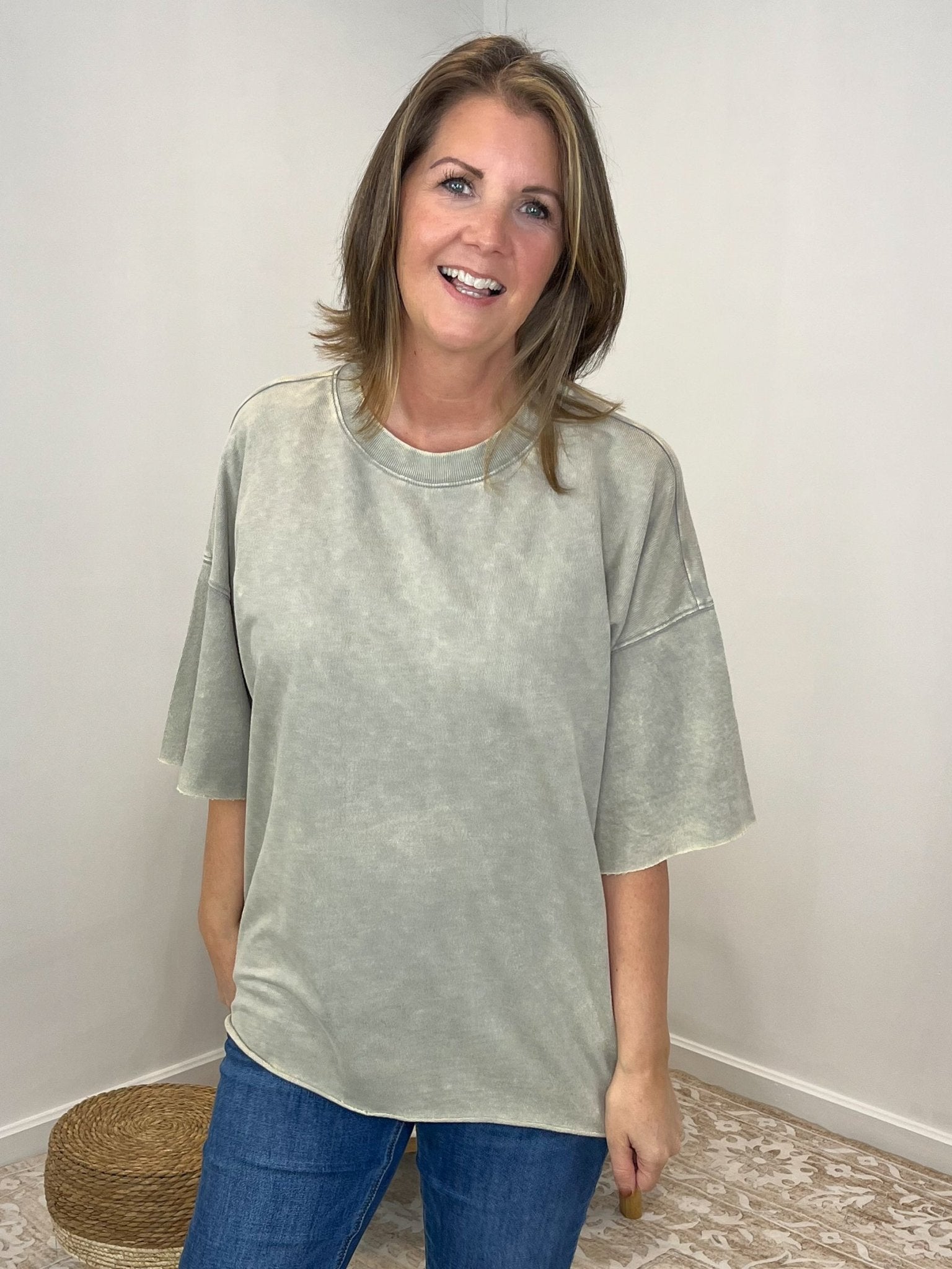 Weekender II Drop Shoulder Extended Sleeve Top - Lavender Hills BeautyZenanaTTW-5255A-ABLK-SM