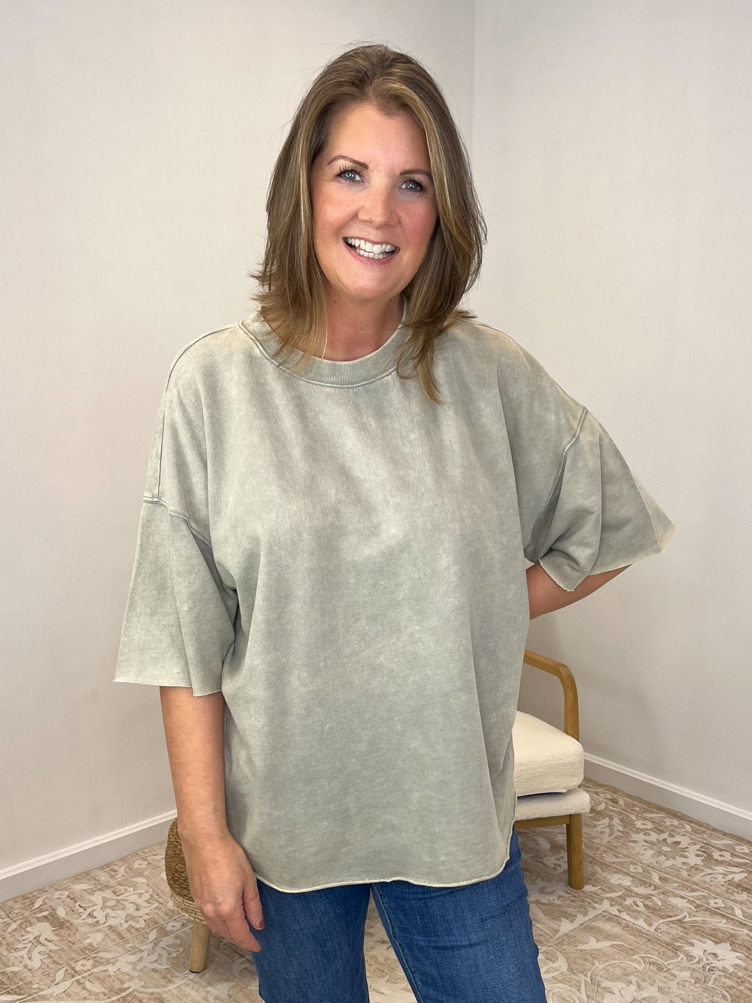Weekender II Drop Shoulder Extended Sleeve Top - Lavender Hills BeautyZenanaTTW-5255A-APNK-SM