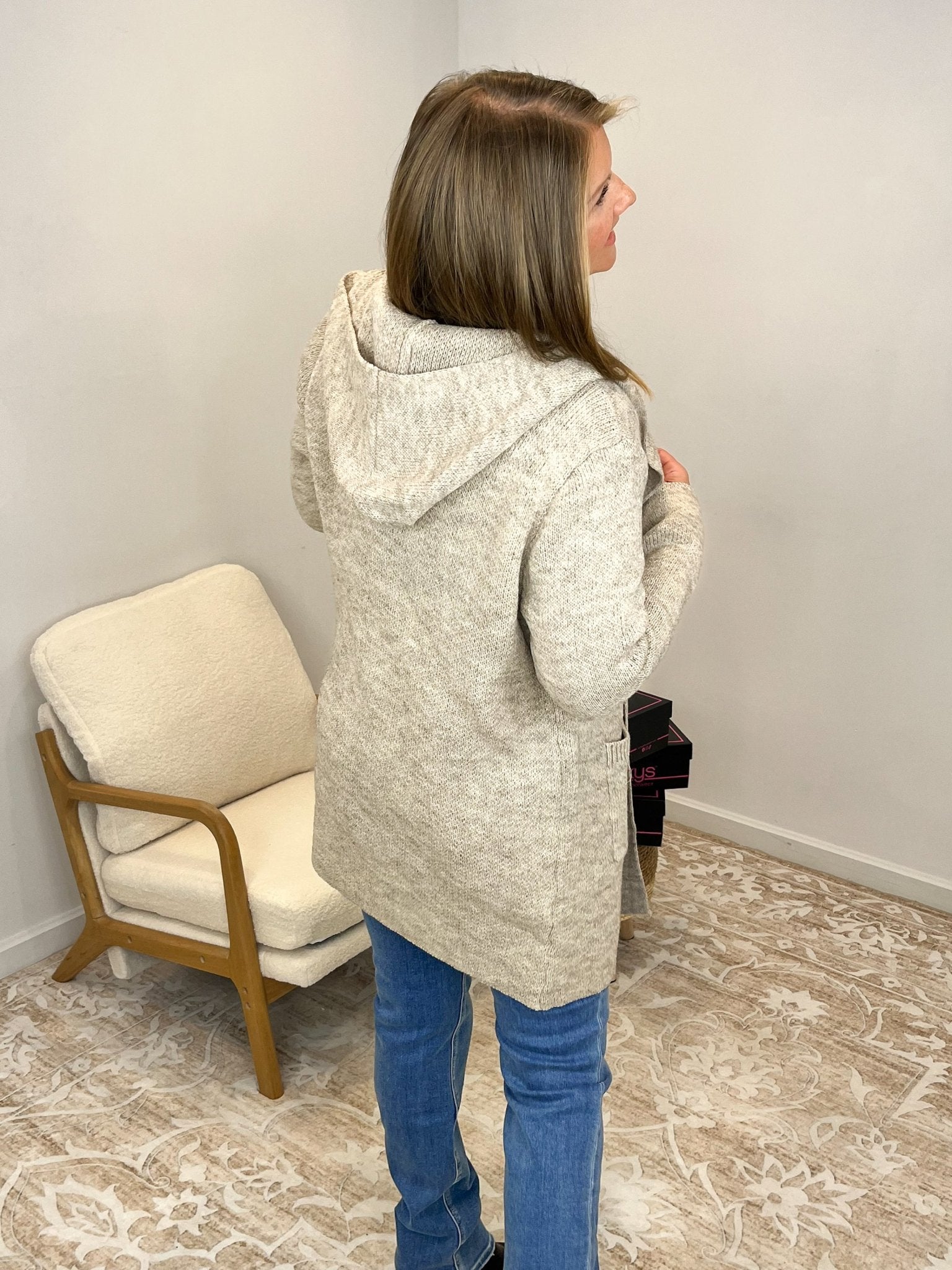 Mocha Hooded Cardigan Sweater - Lavender Hills BeautyZenanaTW - 2199Y - HMCH - S