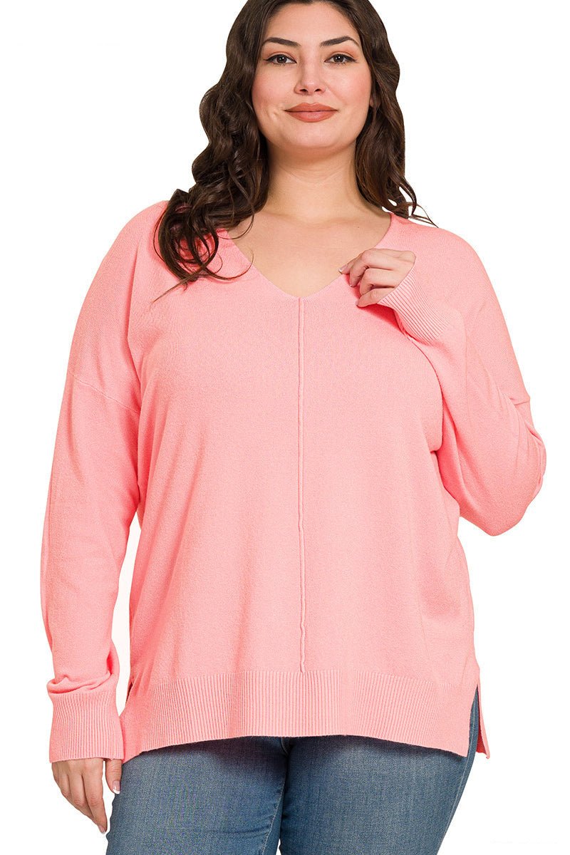 Viscose Front Seam Sweater - Lavender Hills BeautyZenanaTW - 2211D6 - BLK - SM