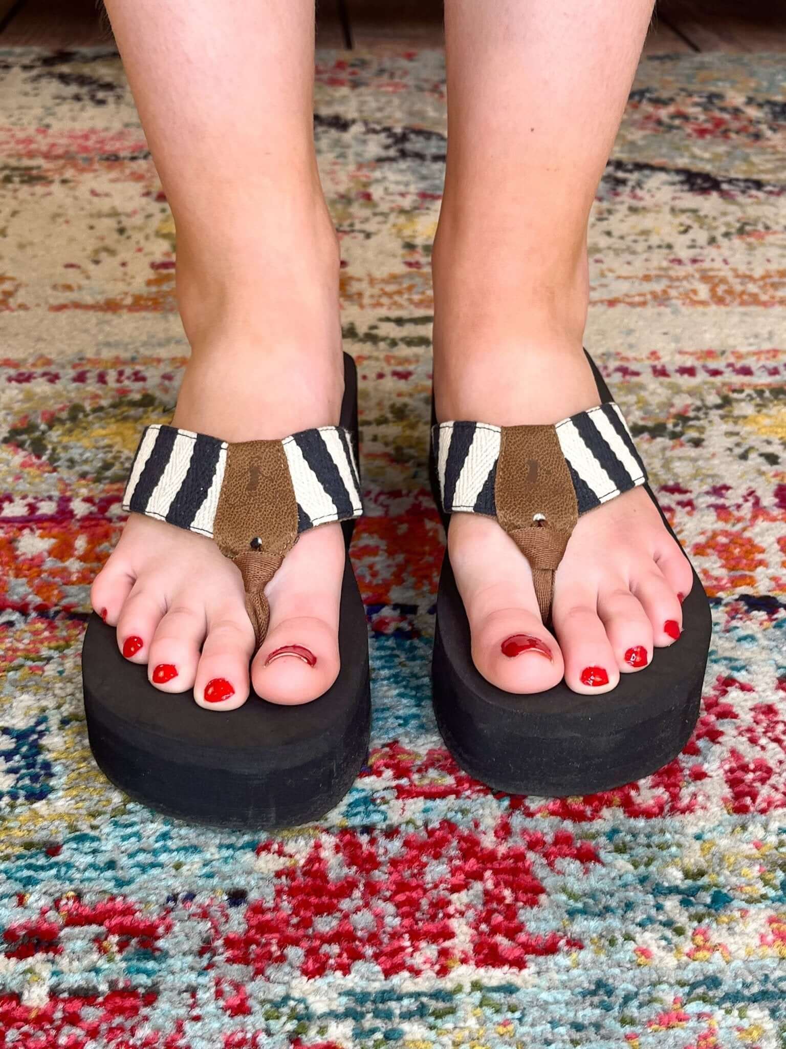 Corky's Footwear Take A Dip Flip Flops - Navy Natural Stripe - Lavender Hills BeautyCorkys Footwear41 - 0570 - NANS - 6