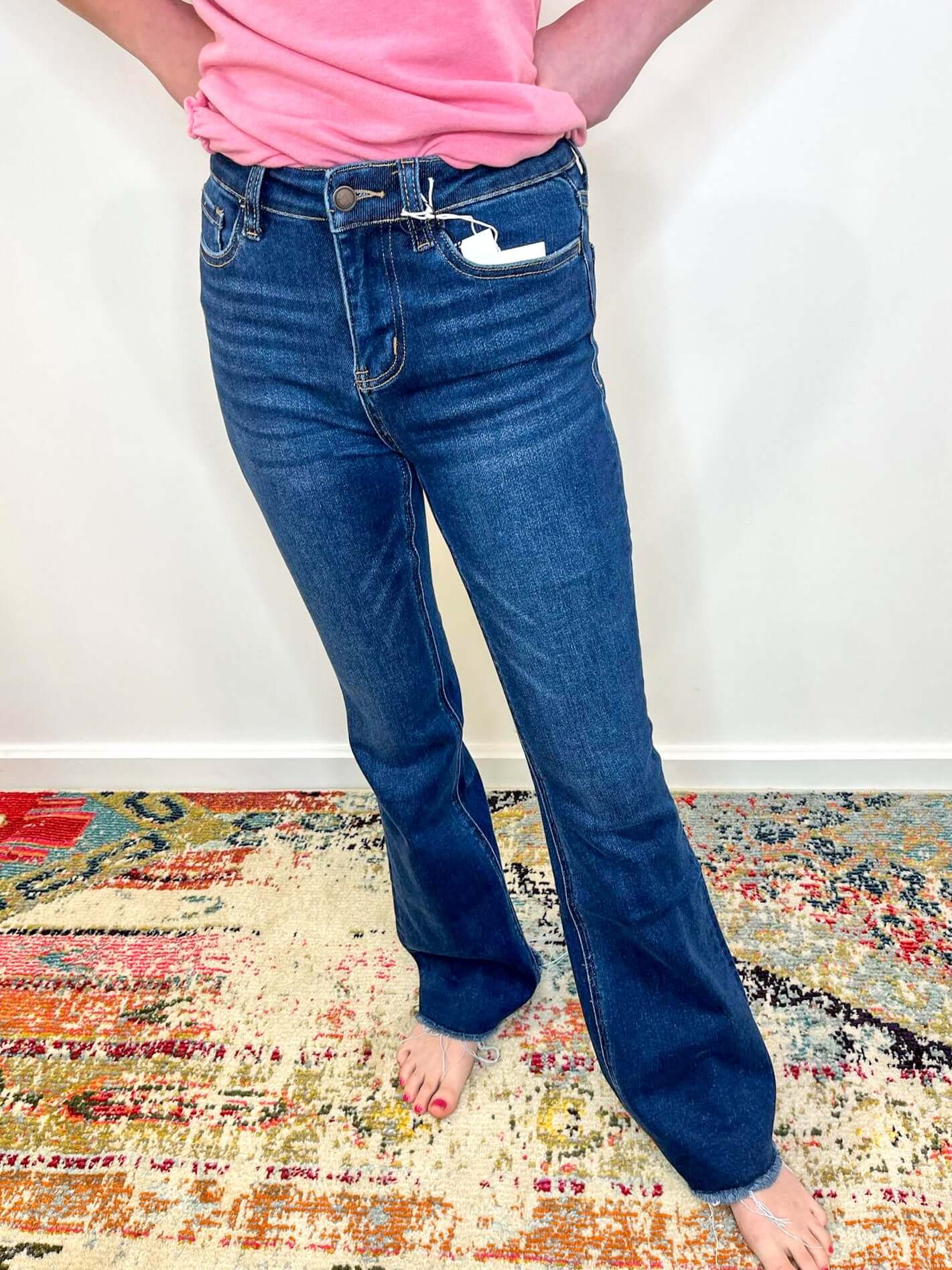 Lovervet by Vervet Tami High Rise Raw Hem Bootcut Jeans Lovervet by Vervet