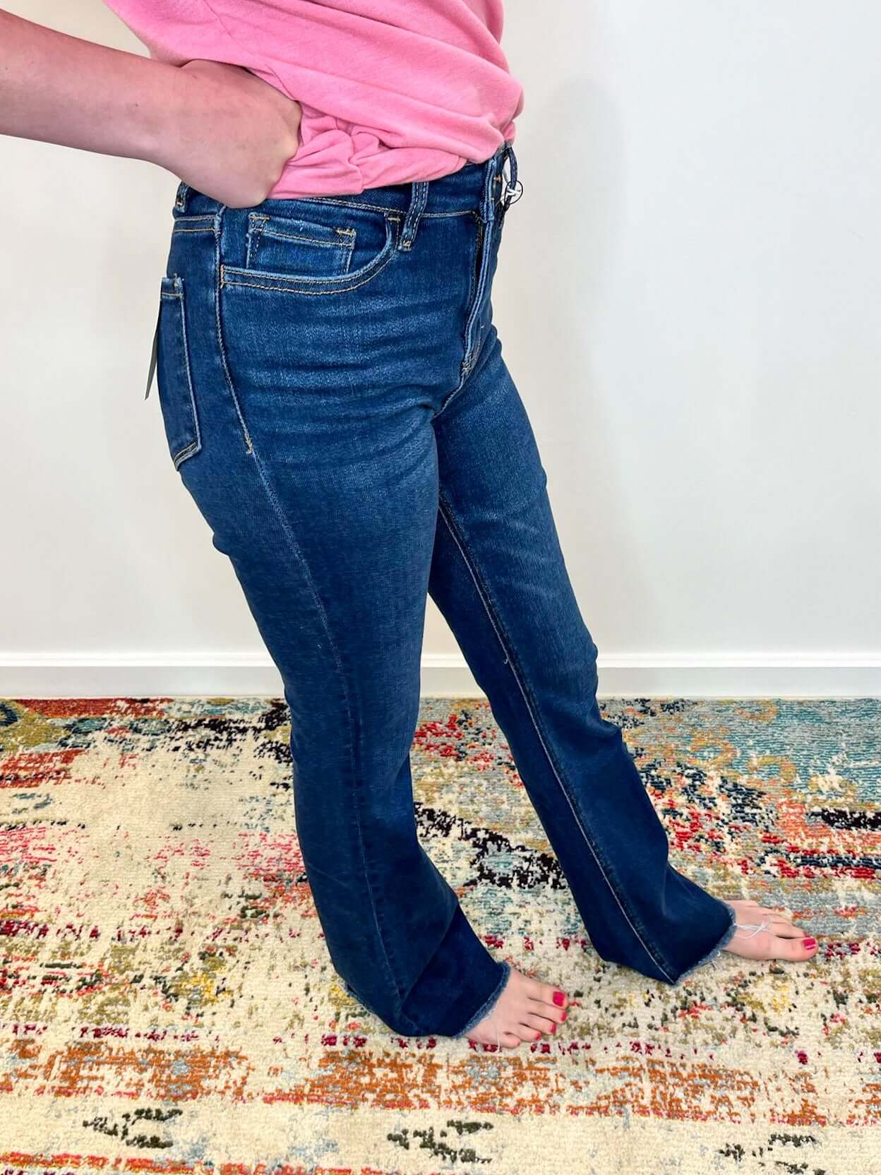 Lovervet by Vervet Tami High Rise Raw Hem Bootcut Jeans Lovervet by Vervet