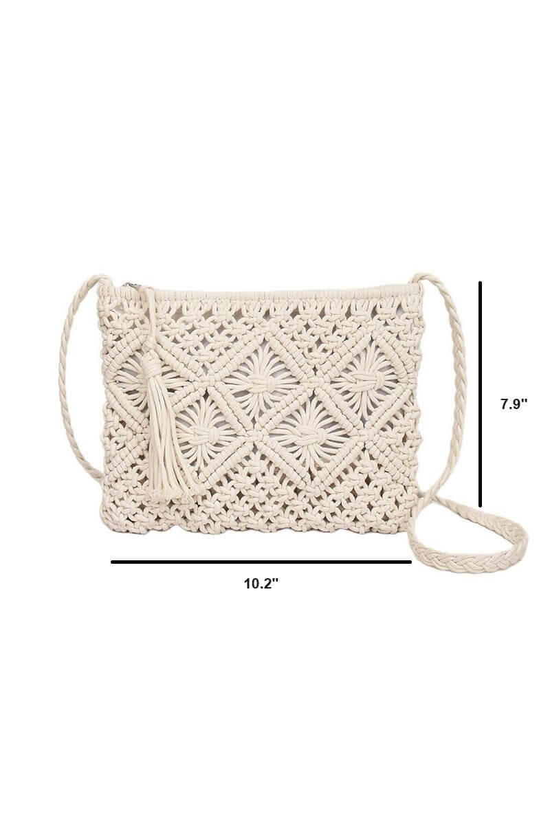 Woven Macrame Shoulder Purse Bag - Lavender Hills BeautyLavender Hills BeautyU-259-