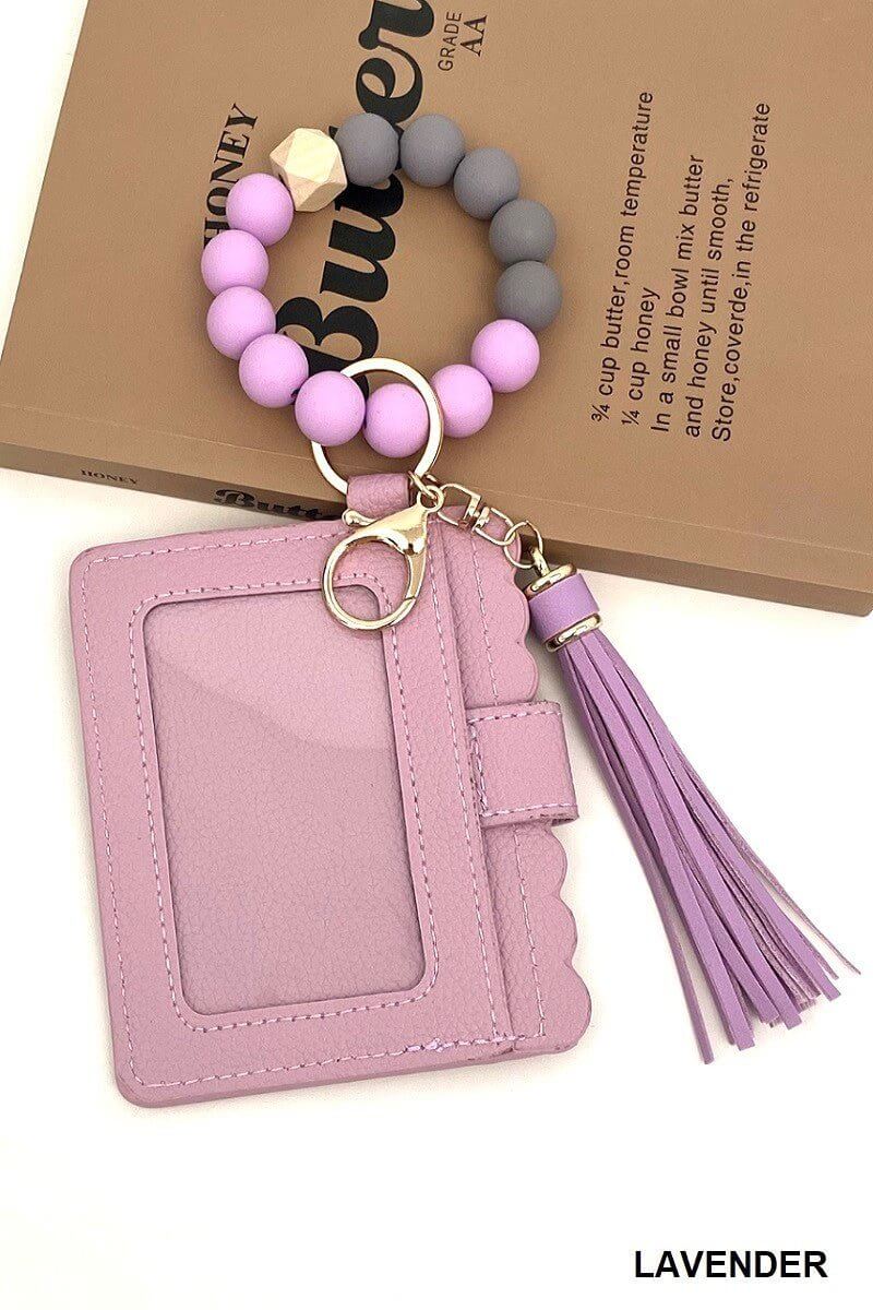 Card Wristlet Wallet with Beaded Tassel Bracelet Keychain - Lavender Hills BeautyLavender Hills BeautyU - 264 - HPK
