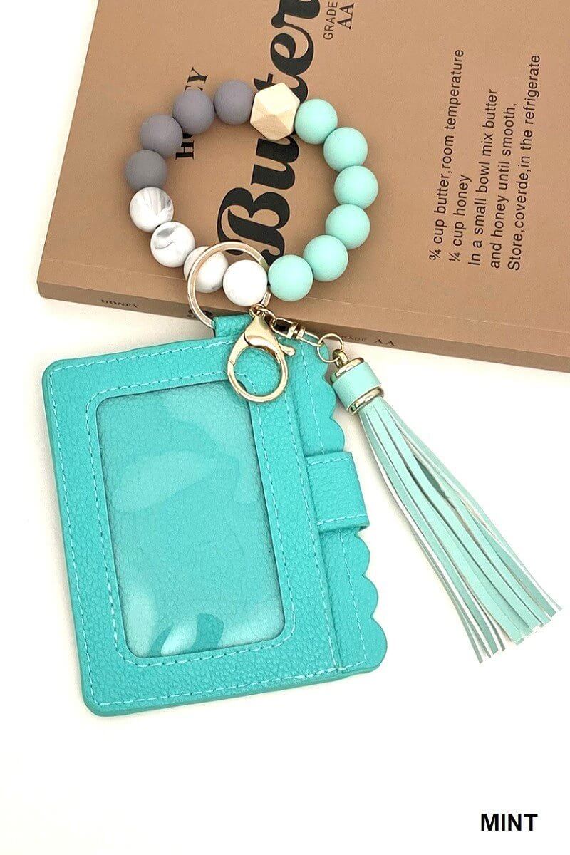 Card Wristlet Wallet with Beaded Tassel Bracelet Keychain - Lavender Hills BeautyLavender Hills BeautyU - 264 - HPK