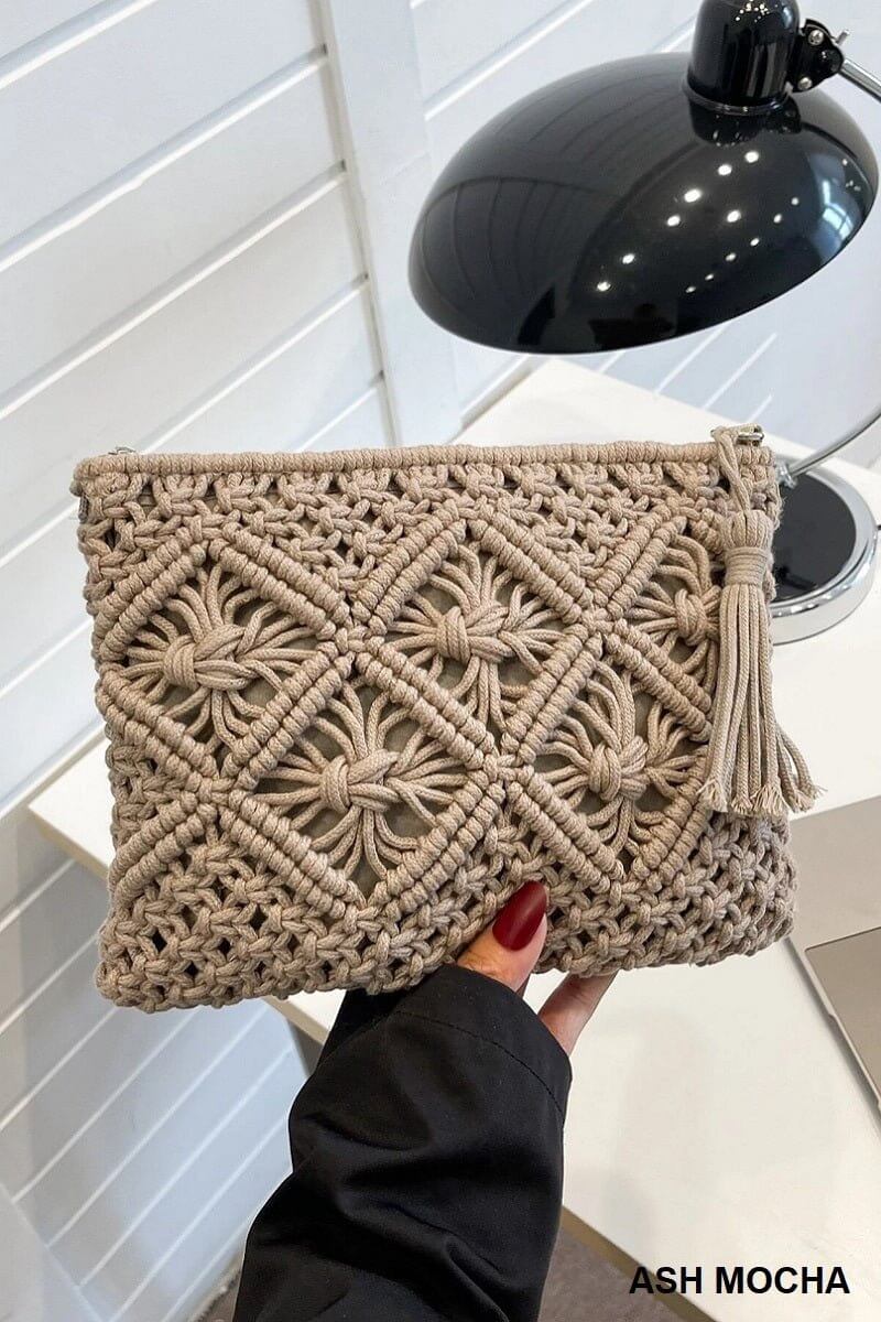 Woven Macrame Shoulder Purse Bag - Lavender Hills BeautyLavender Hills BeautyU-259-