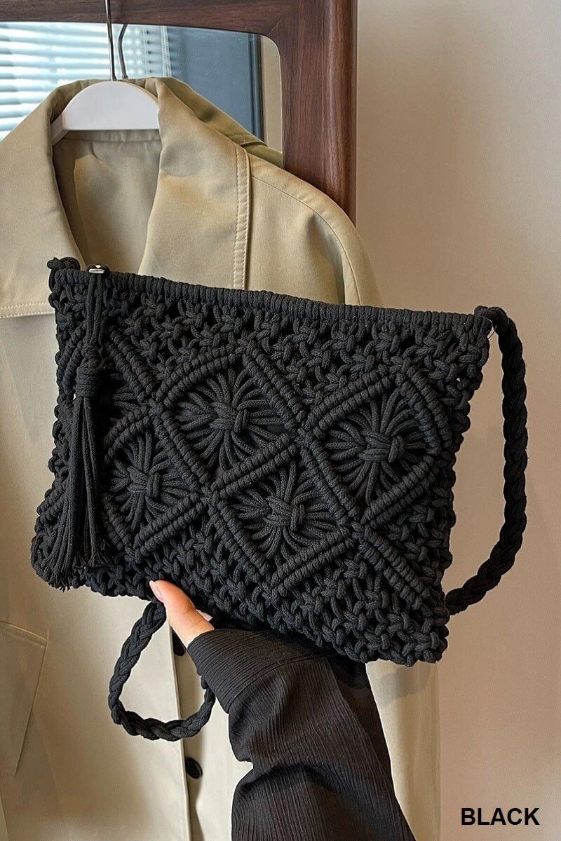 Woven Macrame Shoulder Purse Bag - Lavender Hills BeautyLavender Hills BeautyU-259-