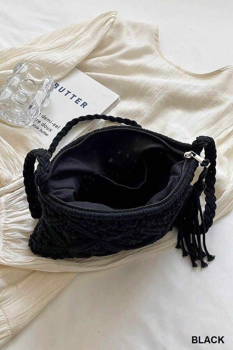 Woven Macrame Shoulder Purse Bag - Lavender Hills BeautyLavender Hills BeautyU-259-