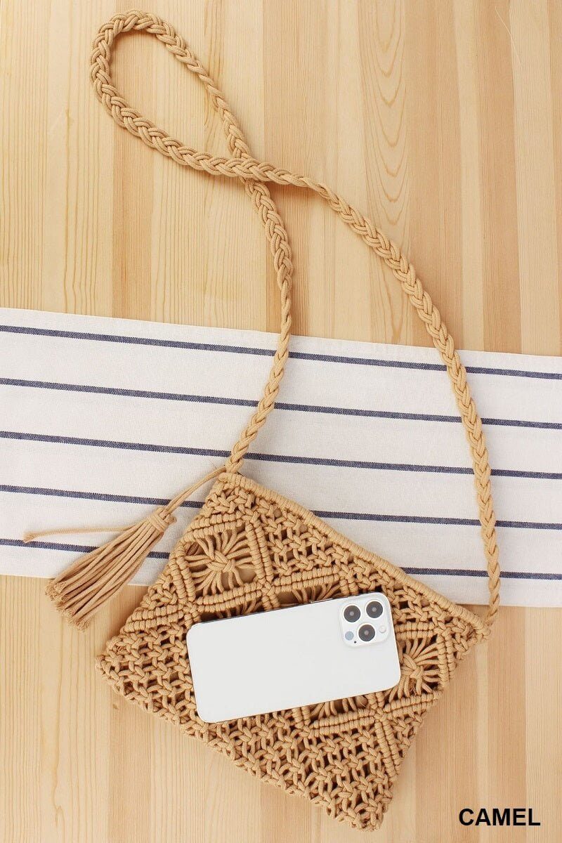 Woven Macrame Shoulder Purse Bag - Lavender Hills BeautyLavender Hills BeautyU-259-