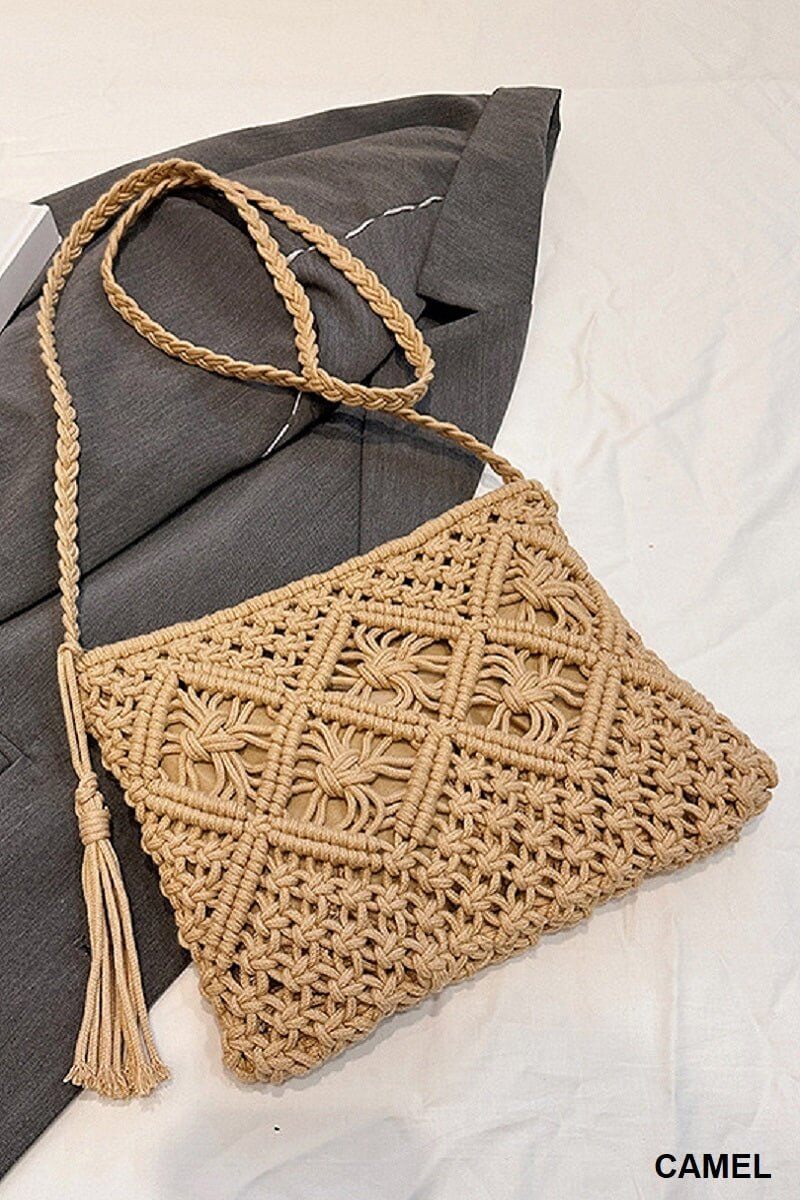 Woven Macrame Shoulder Purse Bag - Lavender Hills BeautyLavender Hills BeautyU-259-