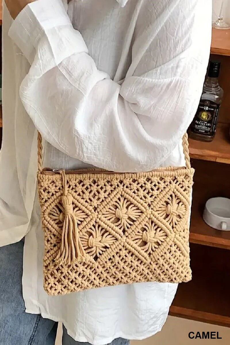 Woven Macrame Shoulder Purse Bag - Lavender Hills BeautyLavender Hills BeautyU-259-