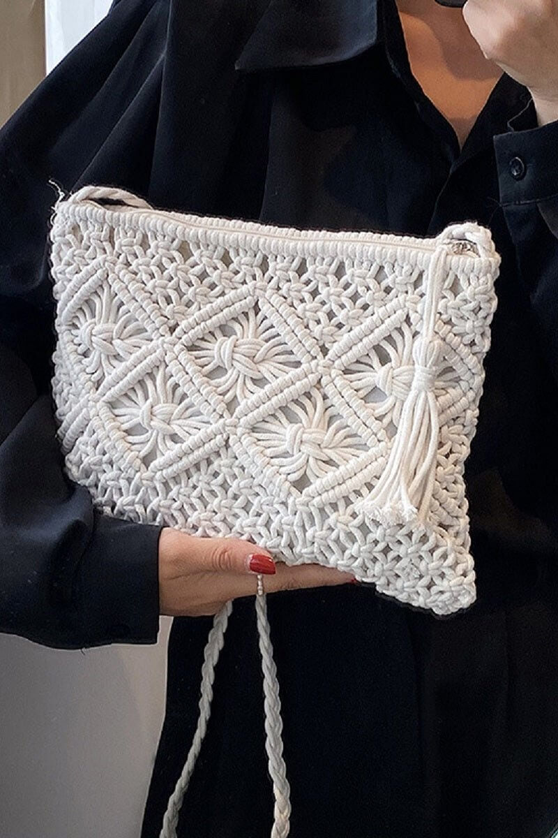 Woven Macrame Shoulder Purse Bag - Lavender Hills BeautyLavender Hills BeautyU-259-