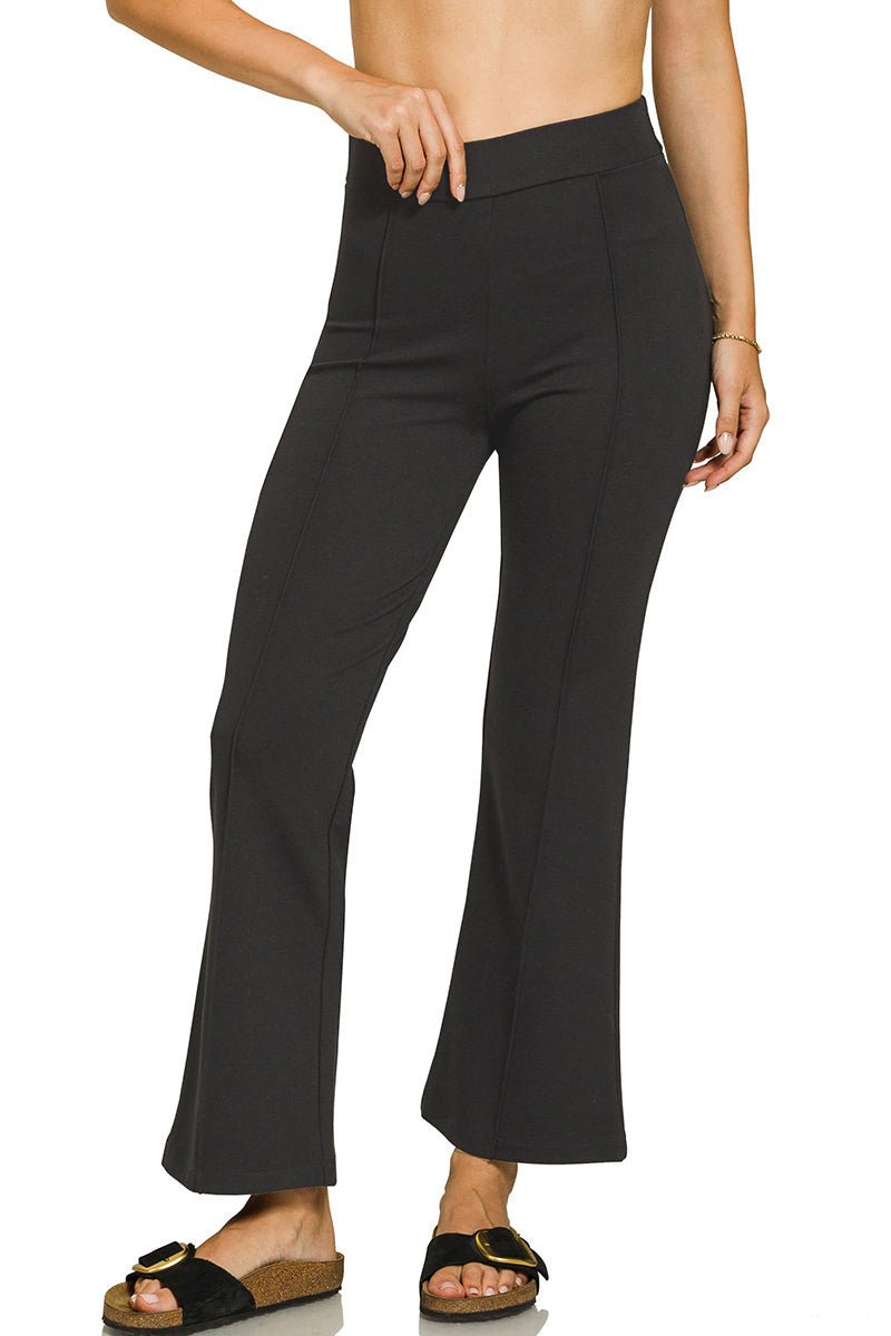 Magic Sculpt Pintuck Flare Pants - Lavender Hills BeautyZenanaPP-9081Y-BLK-S