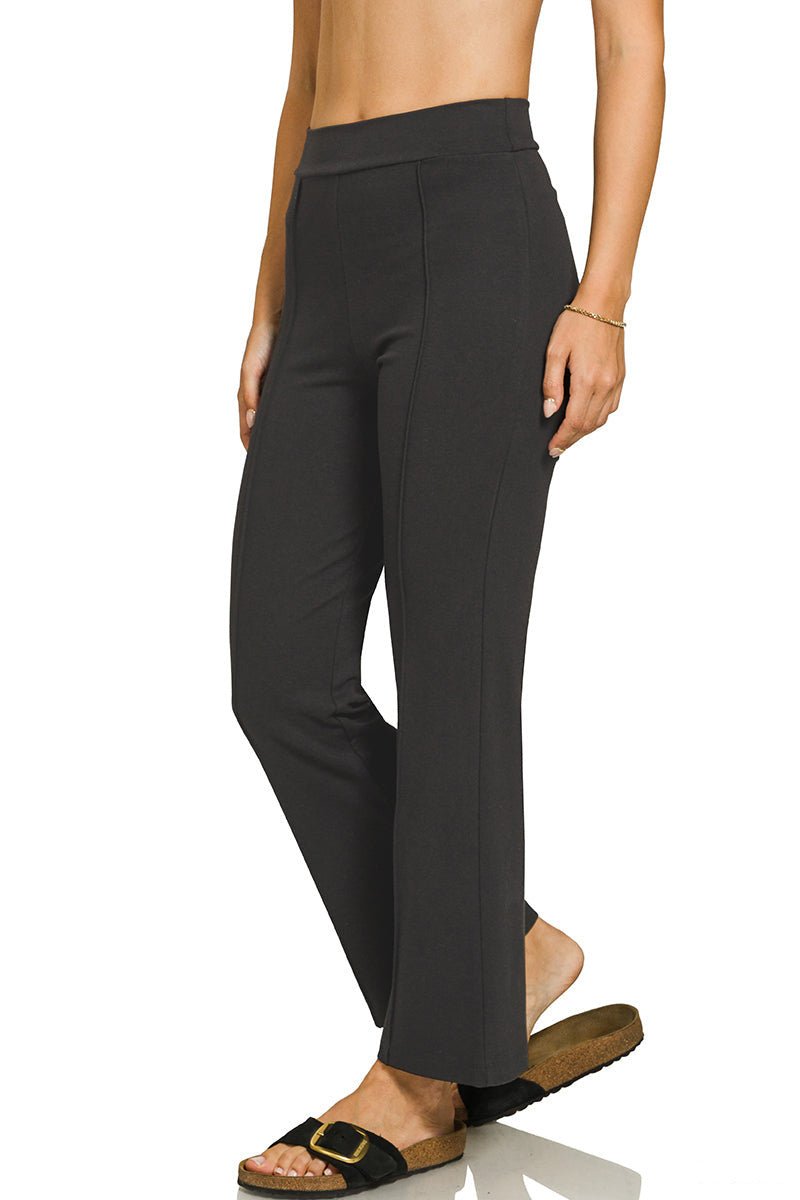 Magic Sculpt Pintuck Flare Pants - Lavender Hills BeautyZenanaPP-9081Y-BLK-S