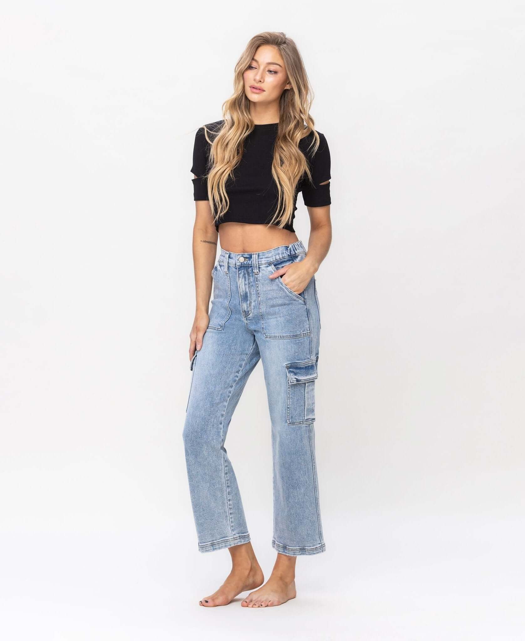 Devin Cargo Dad Ankle Jeans - Lavender Hills BeautyVervet by Flying MonkeyT5926
